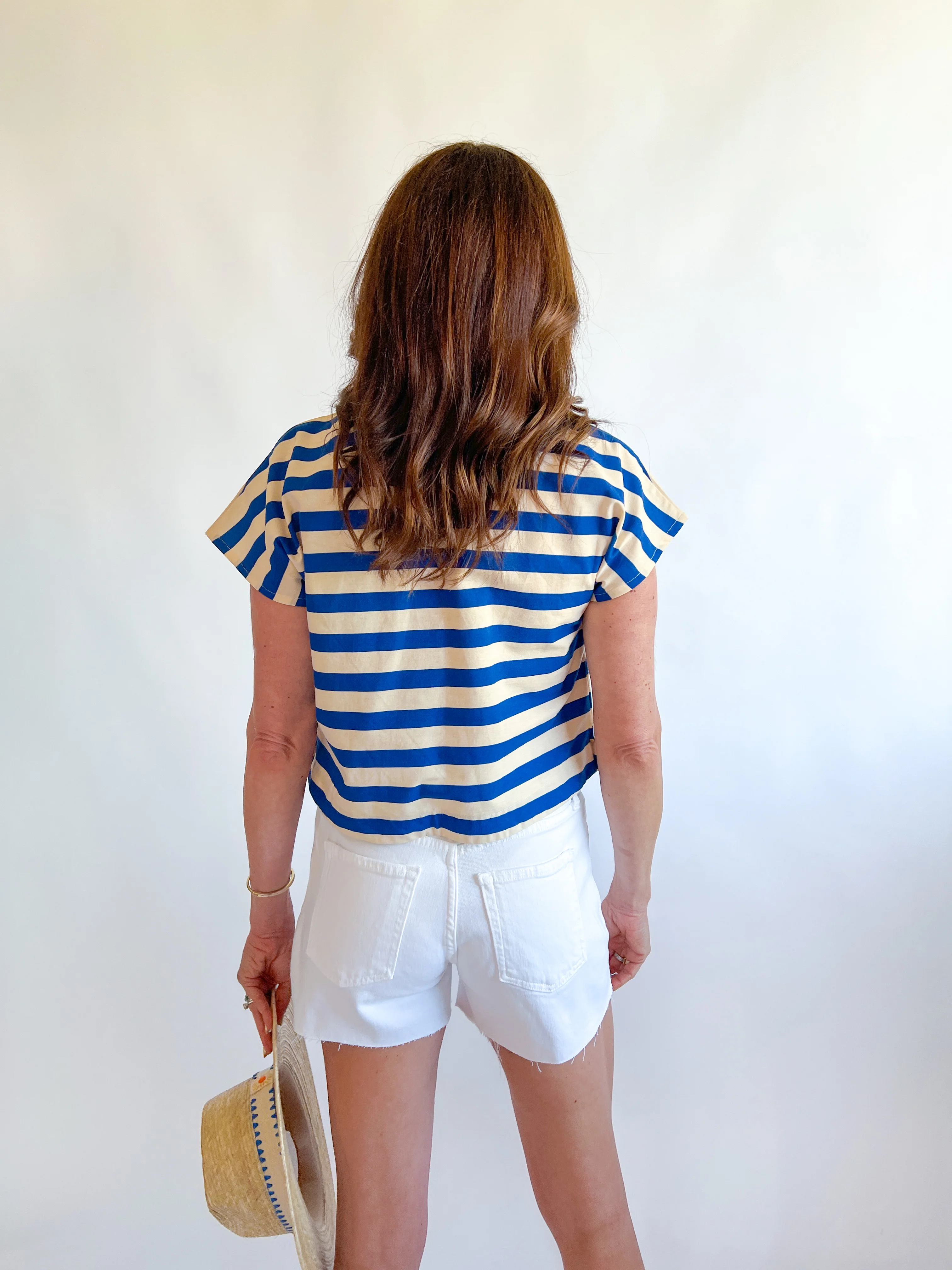 Blue Stripe Short Sleeve Top - Image 2