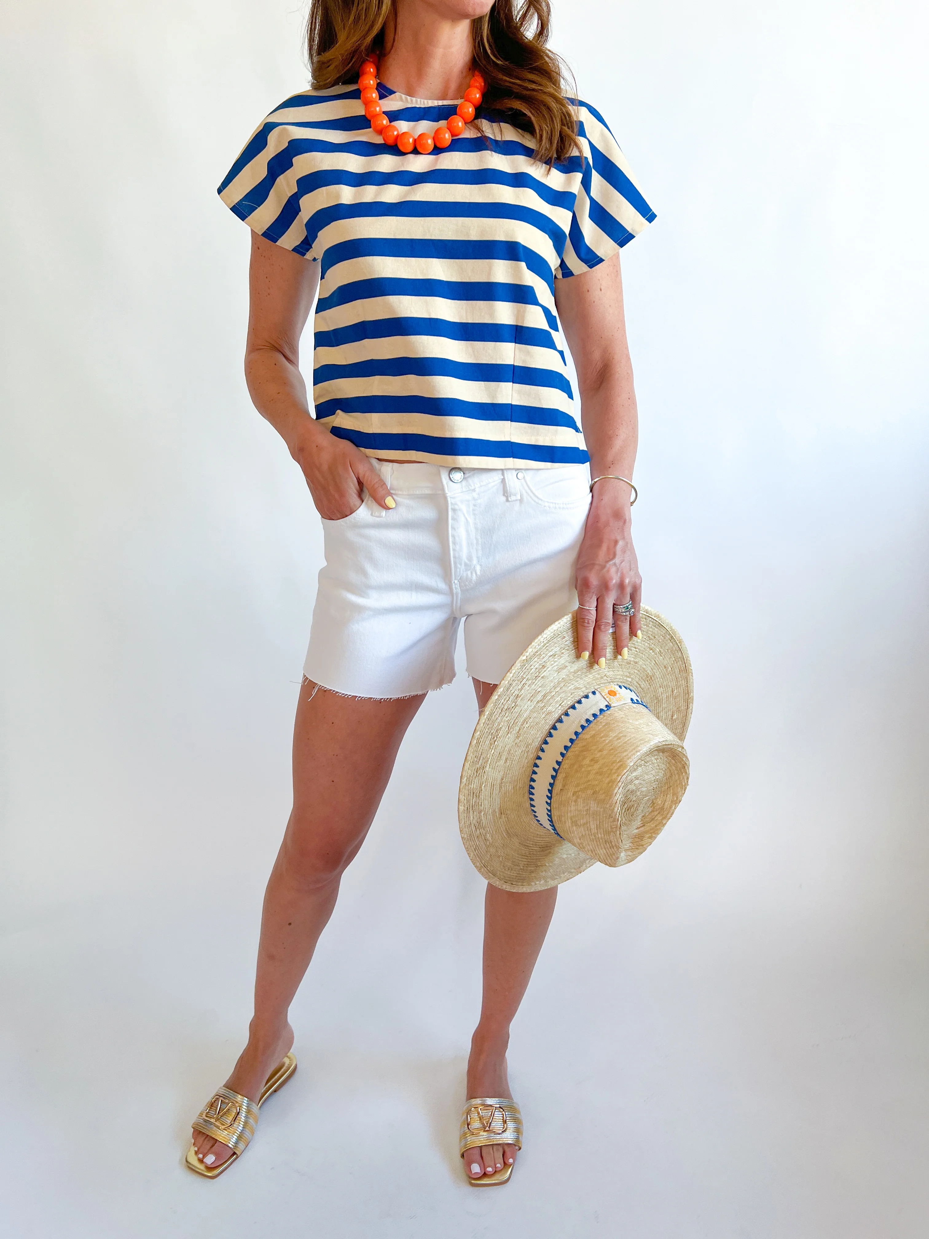 Blue Stripe Short Sleeve Top - Image 3