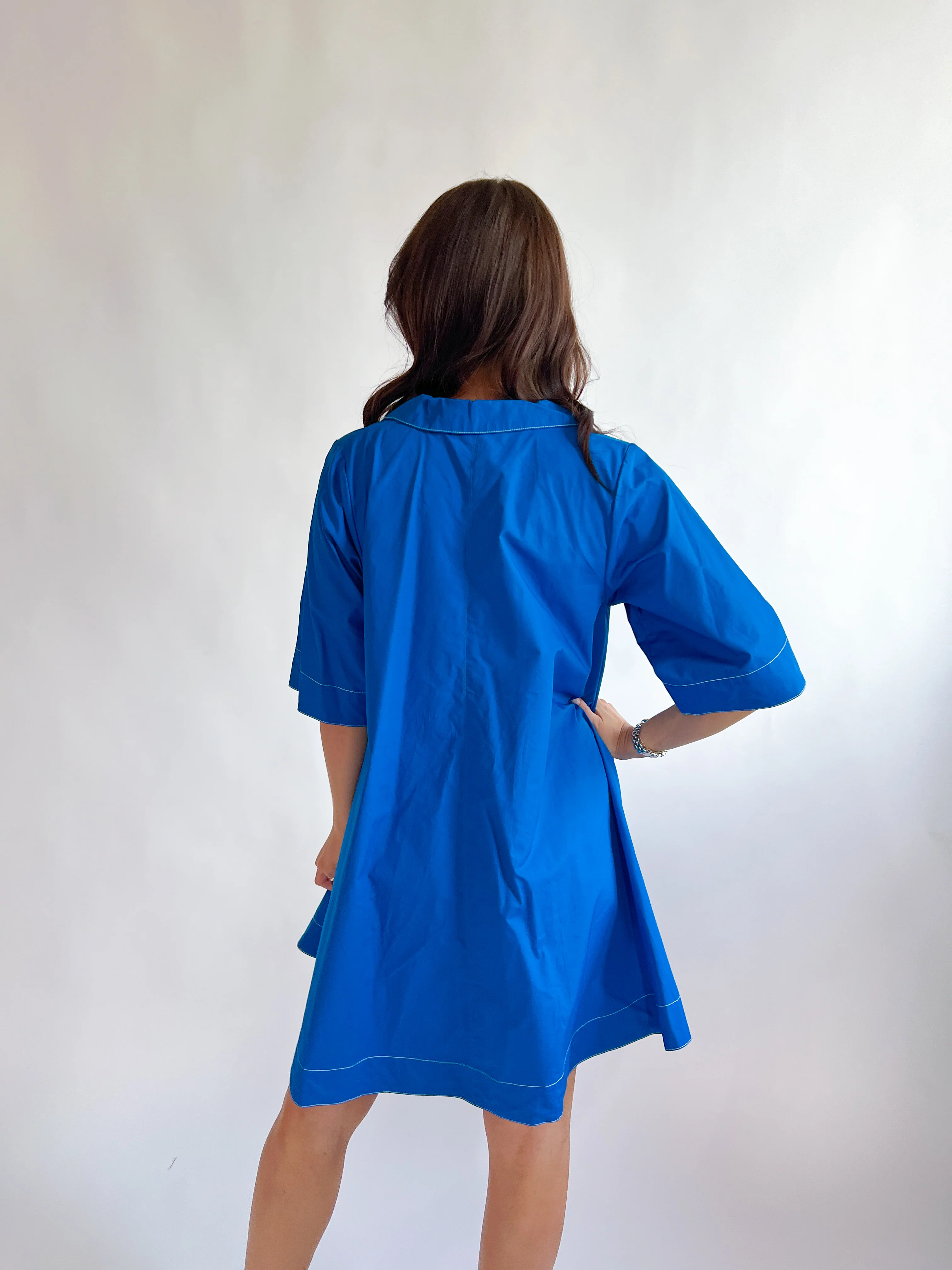 Tatum Blue V-Neck Mini Dress - Image 3
