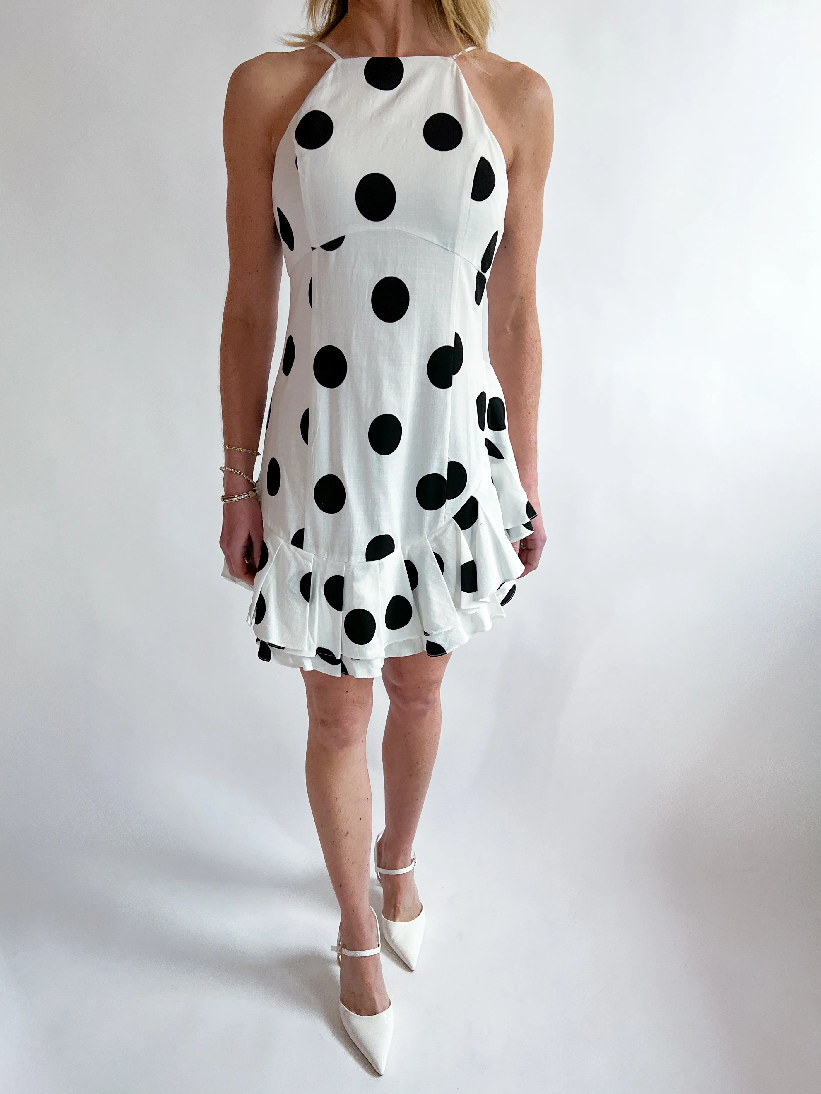 Brianna Ruffle Dot Mini Dress - Image 4