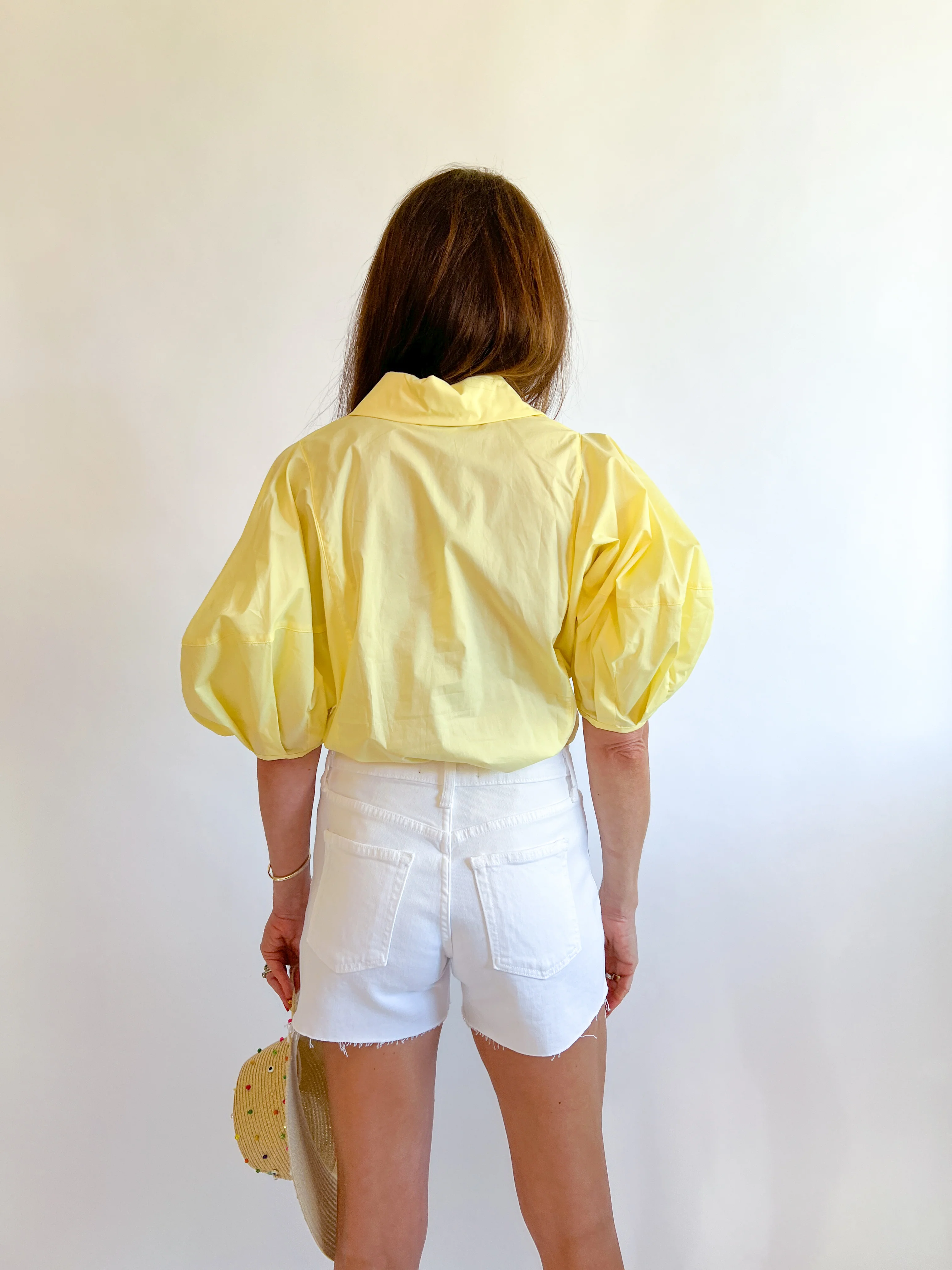 Button Down Blouse Top with Balloon Sleeve - Image 3