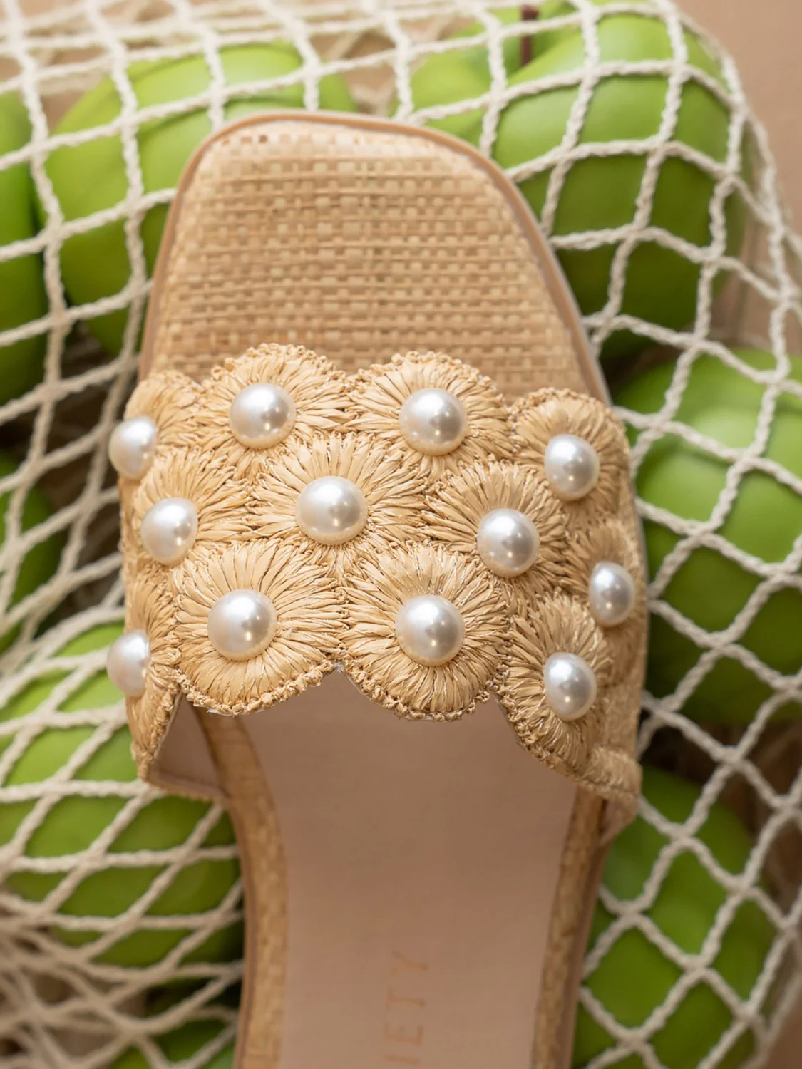 Cathleen Pearl Raffia Slide Sandal - Image 2