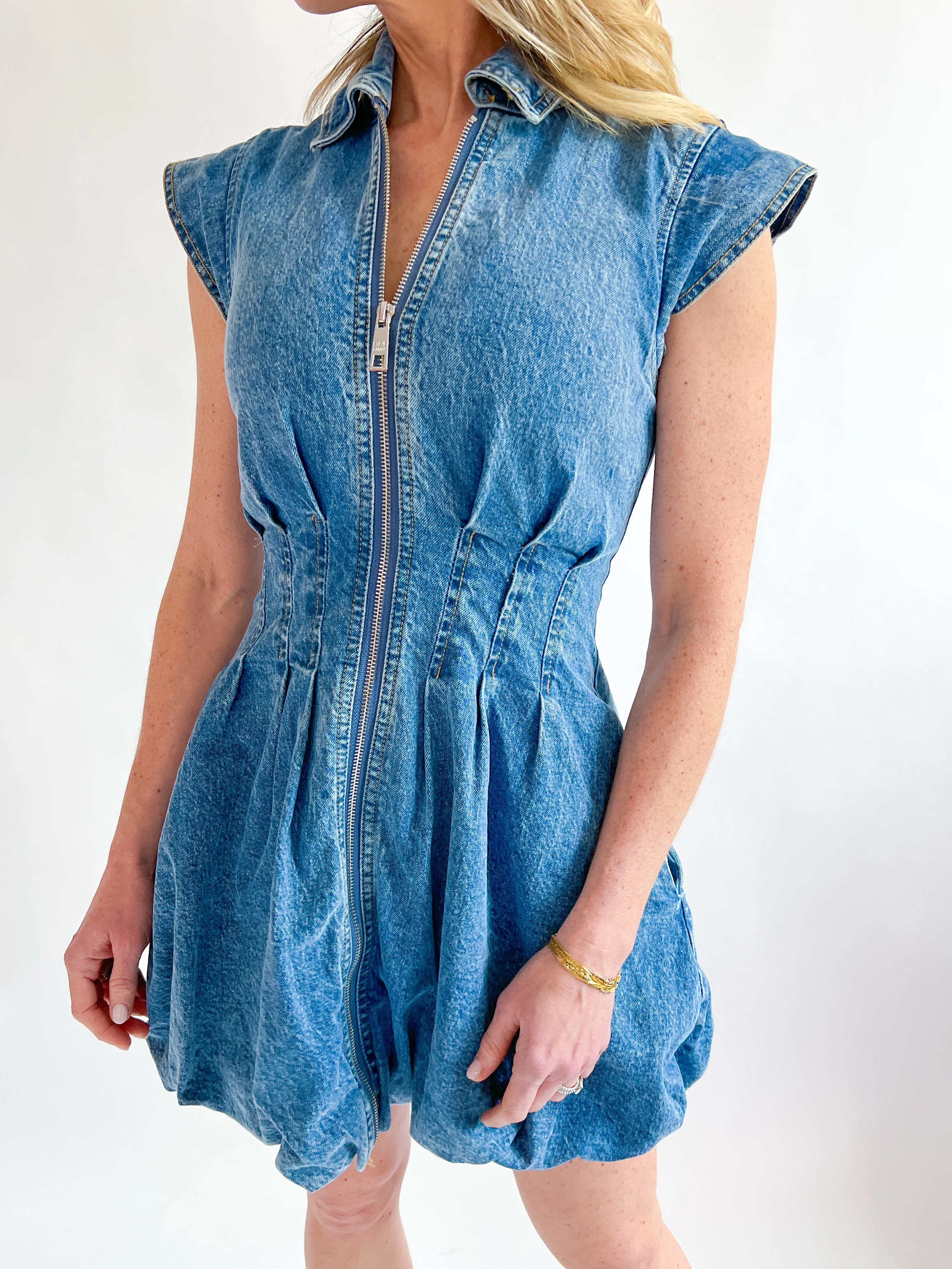 Dyanne Bubble Hem Mini Dress