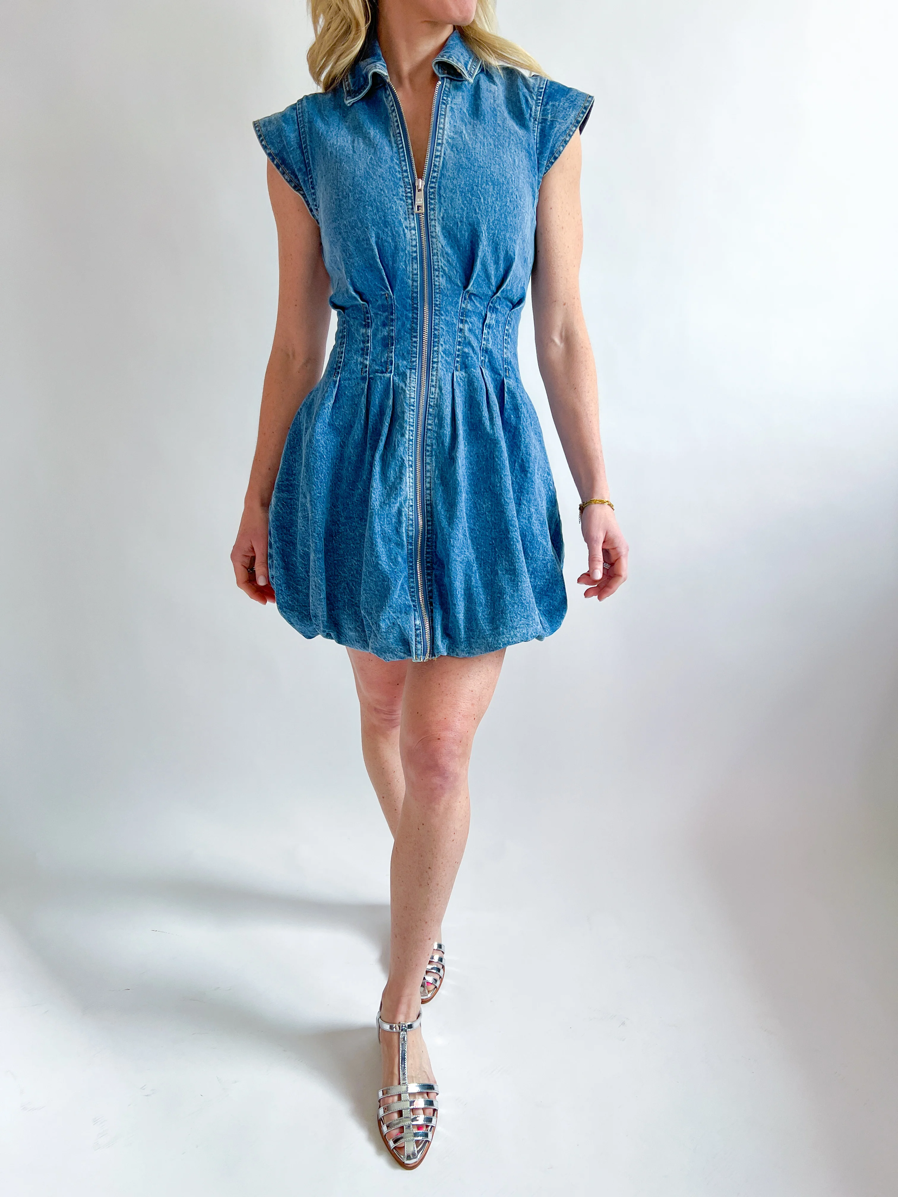 Dyanne Bubble Hem Mini Dress - Image 3