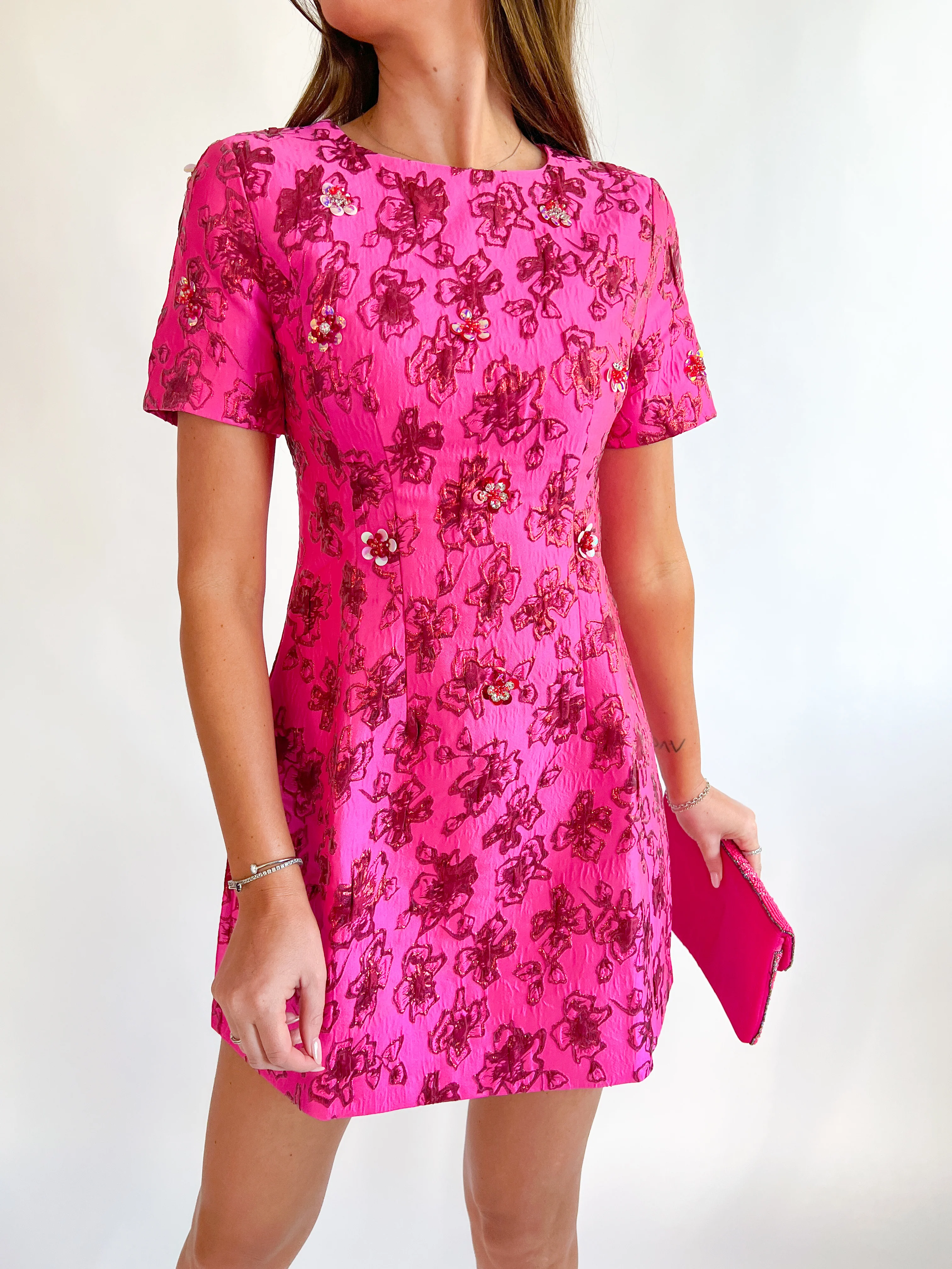 Jacquard Beaded Rose Dress