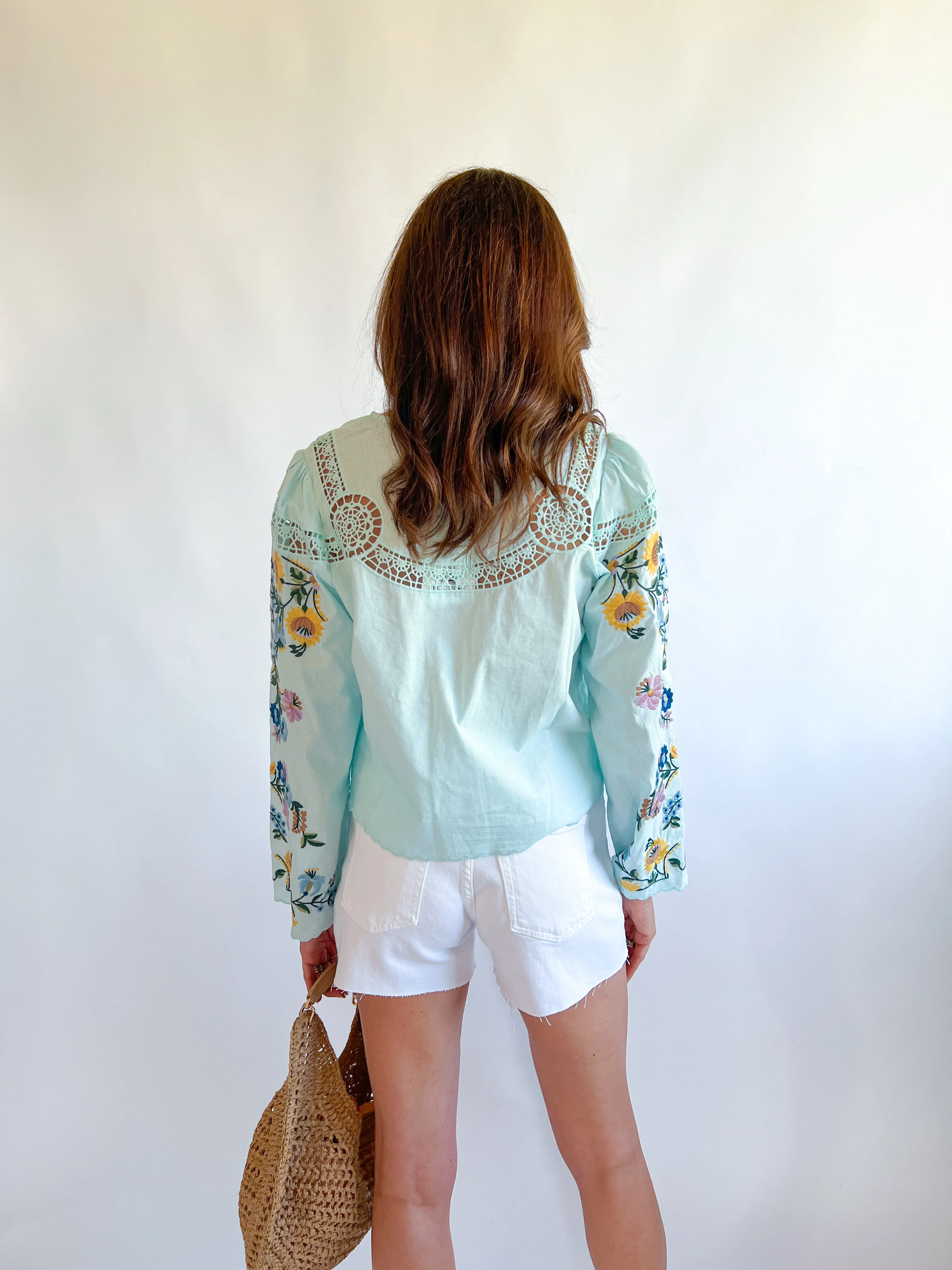 Floral Lace Button Down Blouse - Image 3