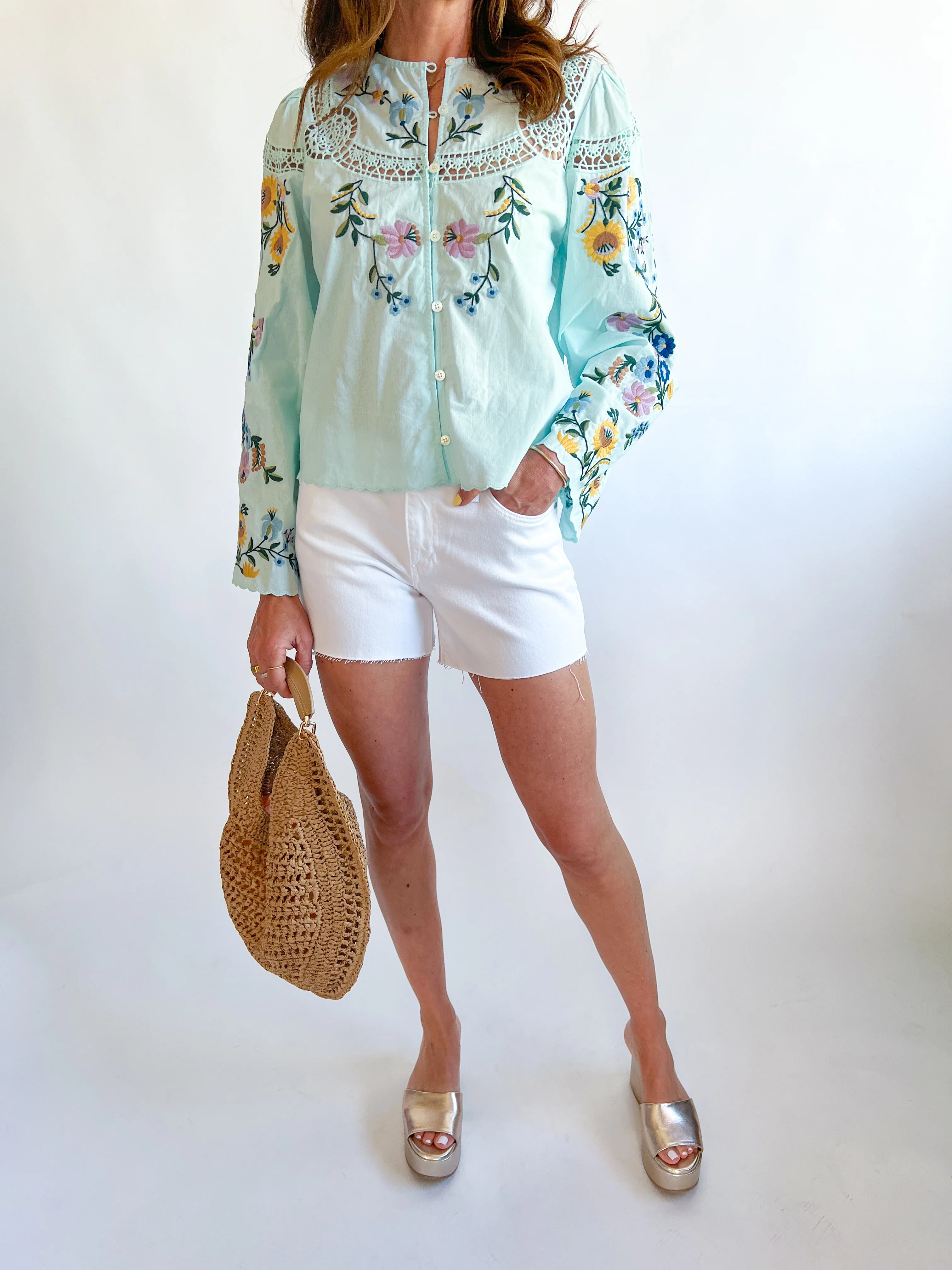 Floral Lace Button Down Blouse - Image 4