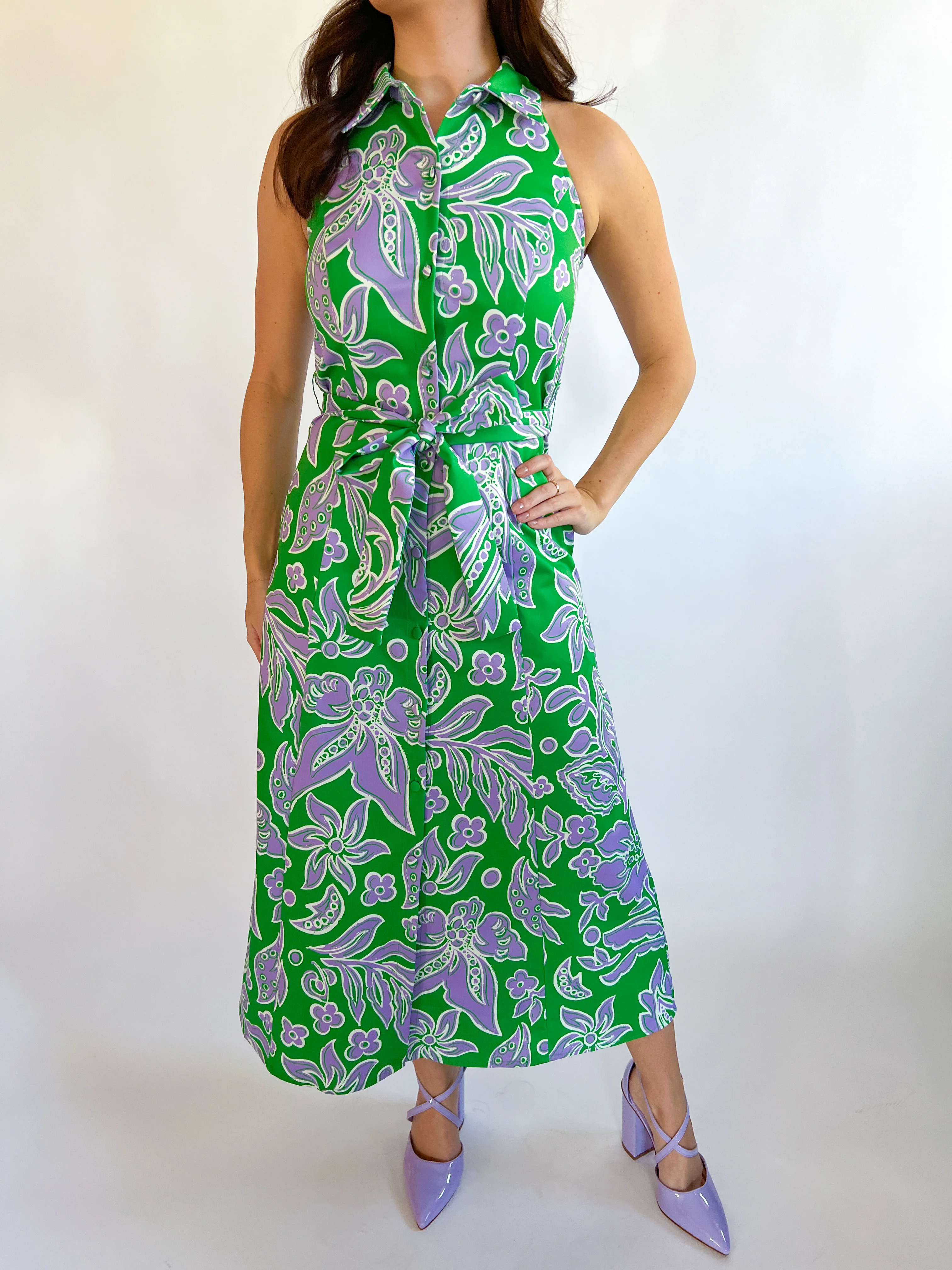Fitted Halter Shirtdress
