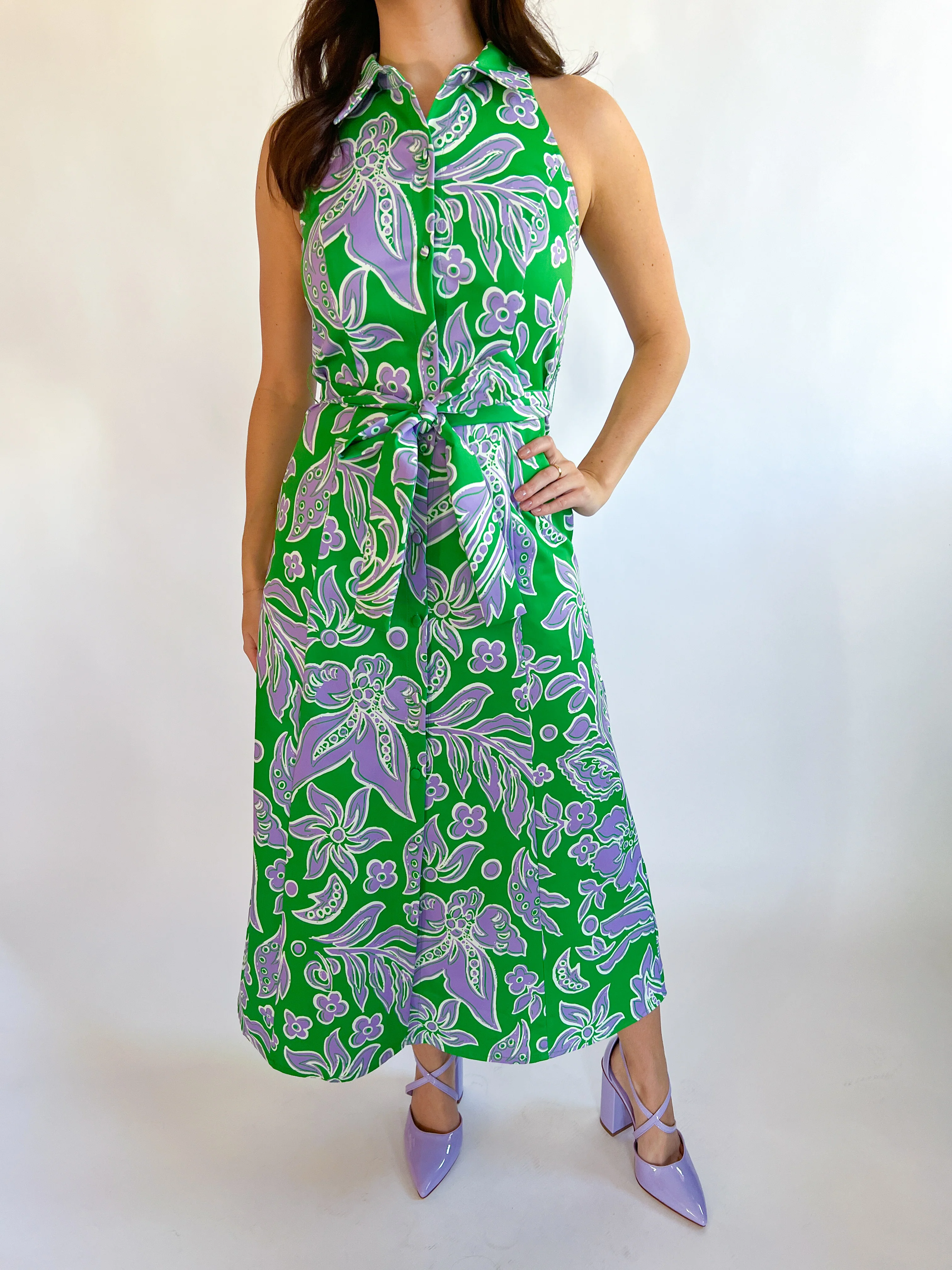 Fitted Halter Shirtdress - Image 2