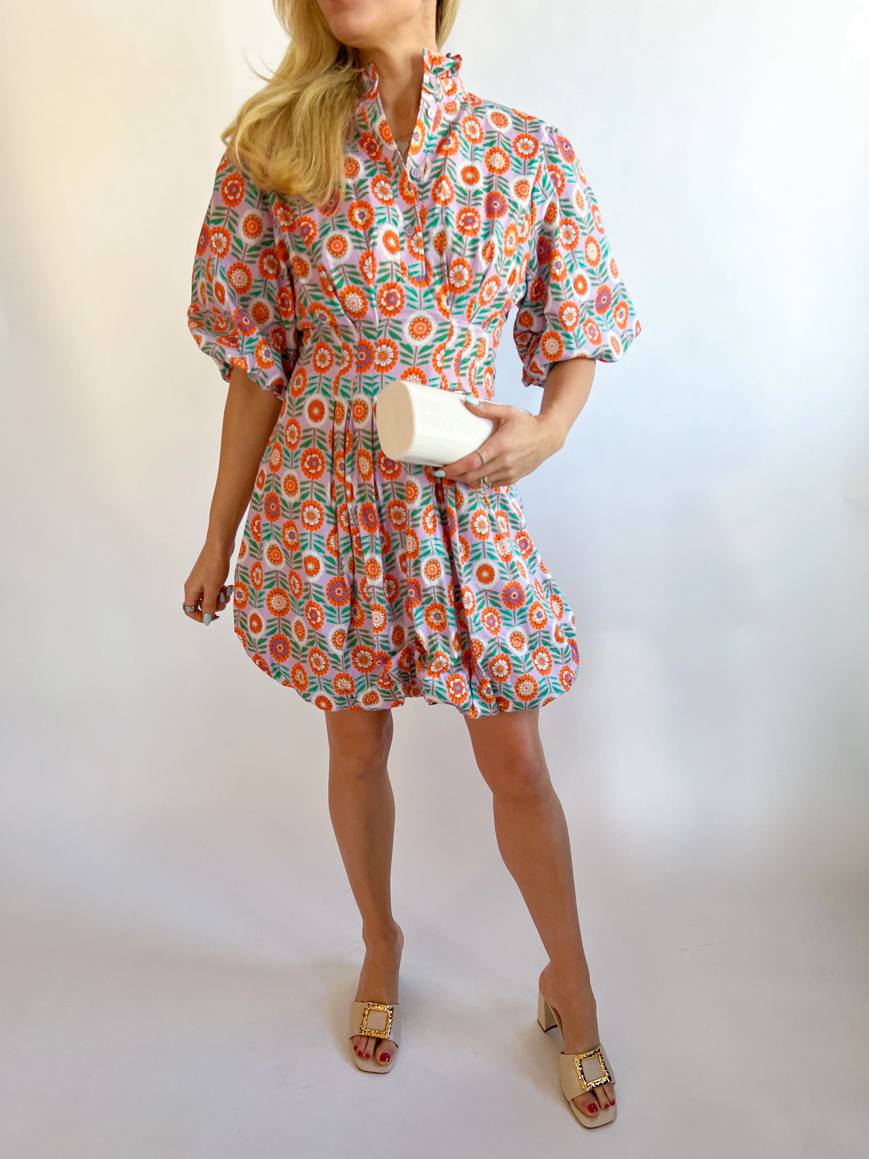 Floral Bubble Hem Poplin Dress - Image 2