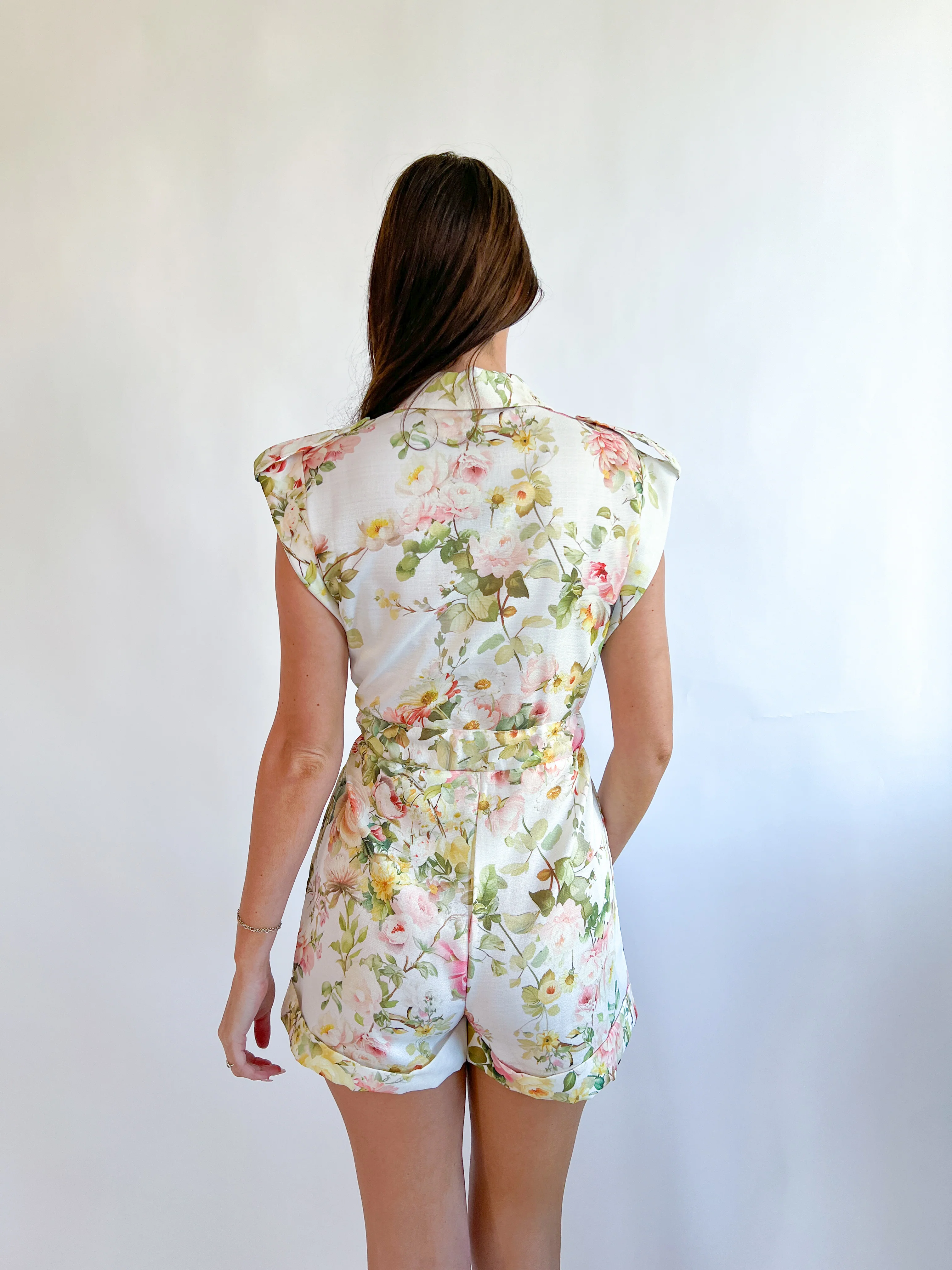 Pink Flower Floral Romper - Image 2