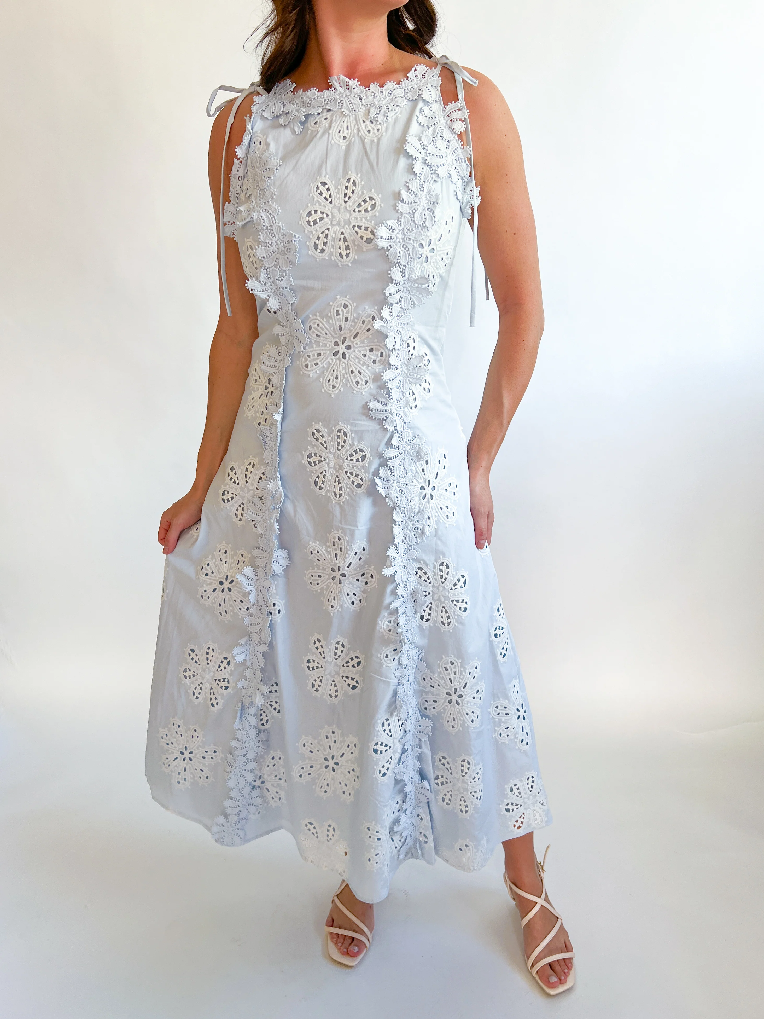 Floral Eyelet Lace Midi Dress