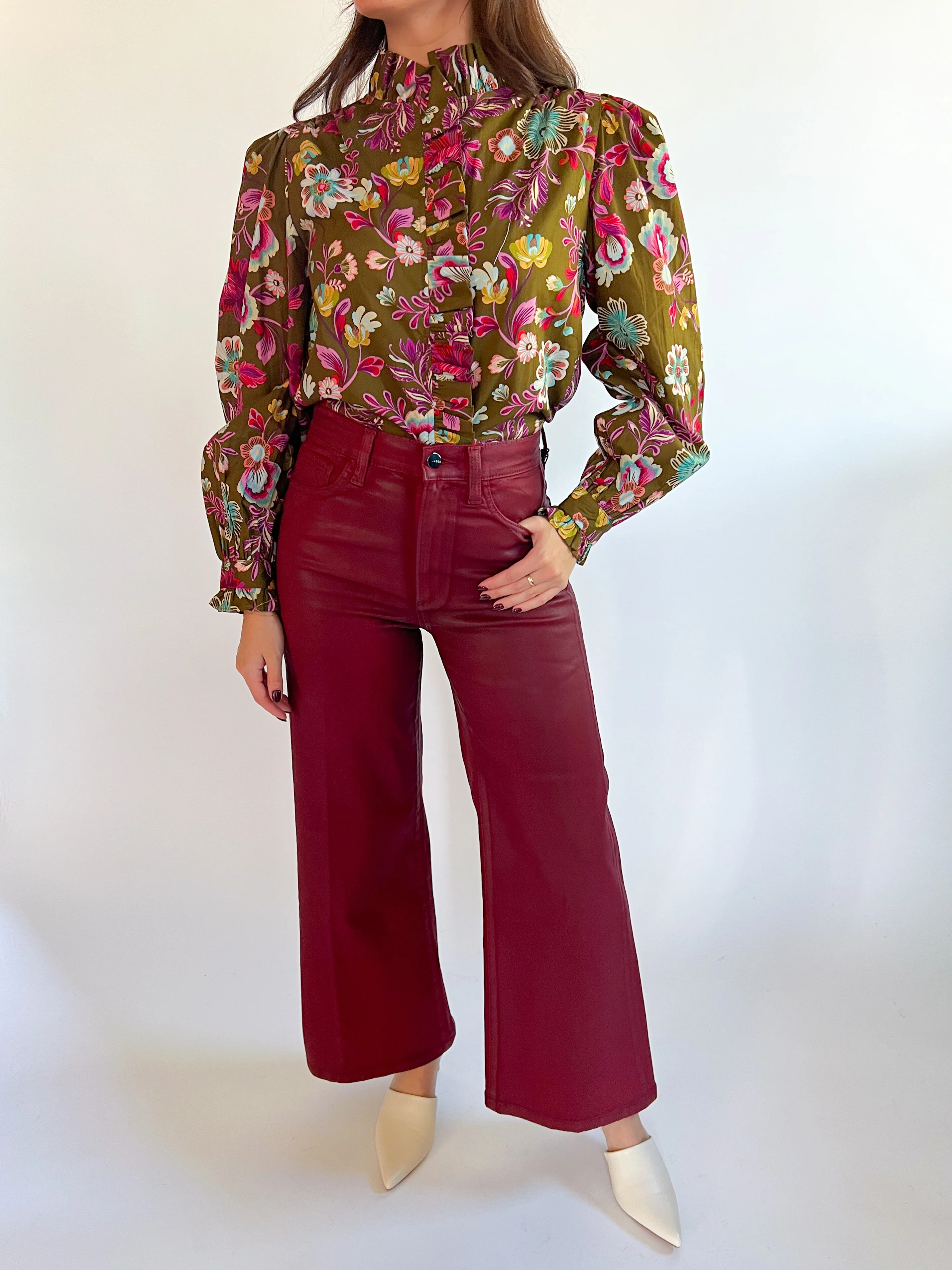 Megan Floral Print Button Down Top - Image 3