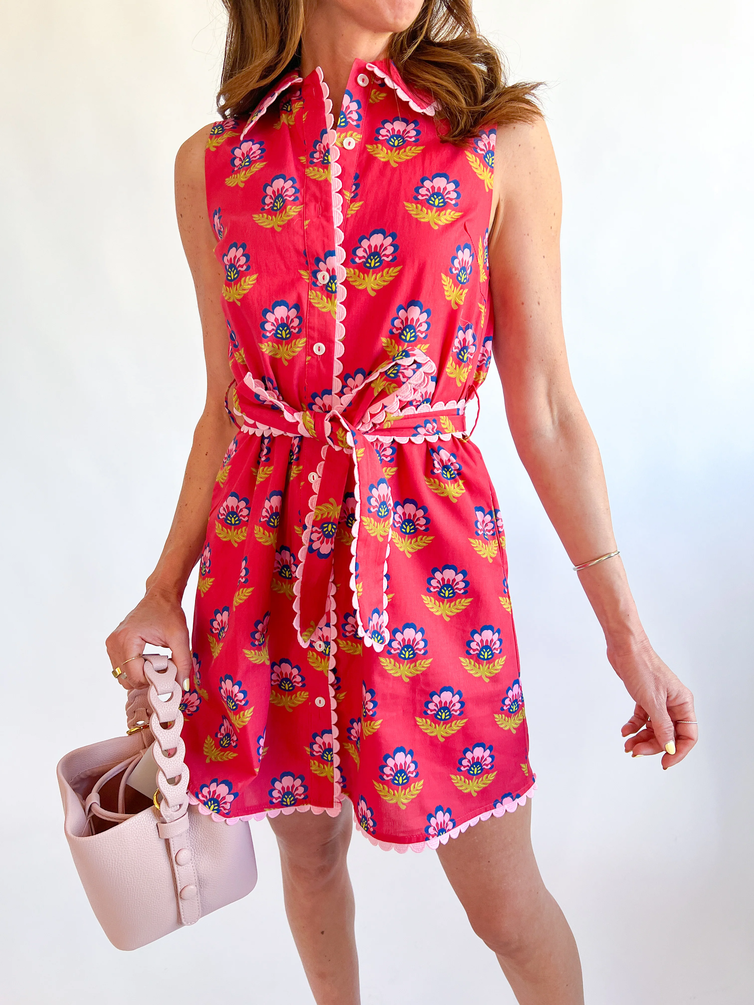 Floral Print Scallop Trim Dress