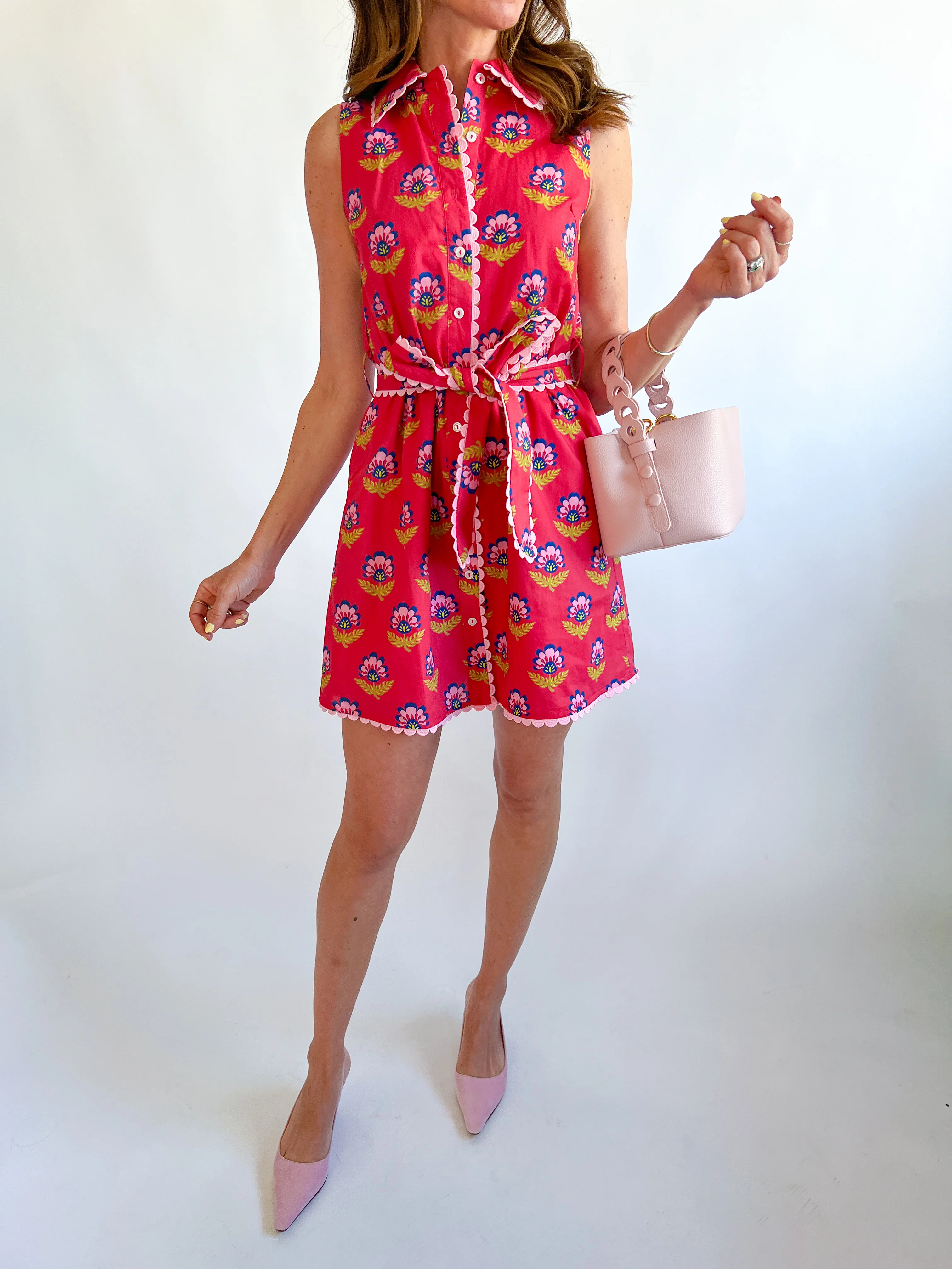 Floral Print Scallop Trim Dress - Image 3