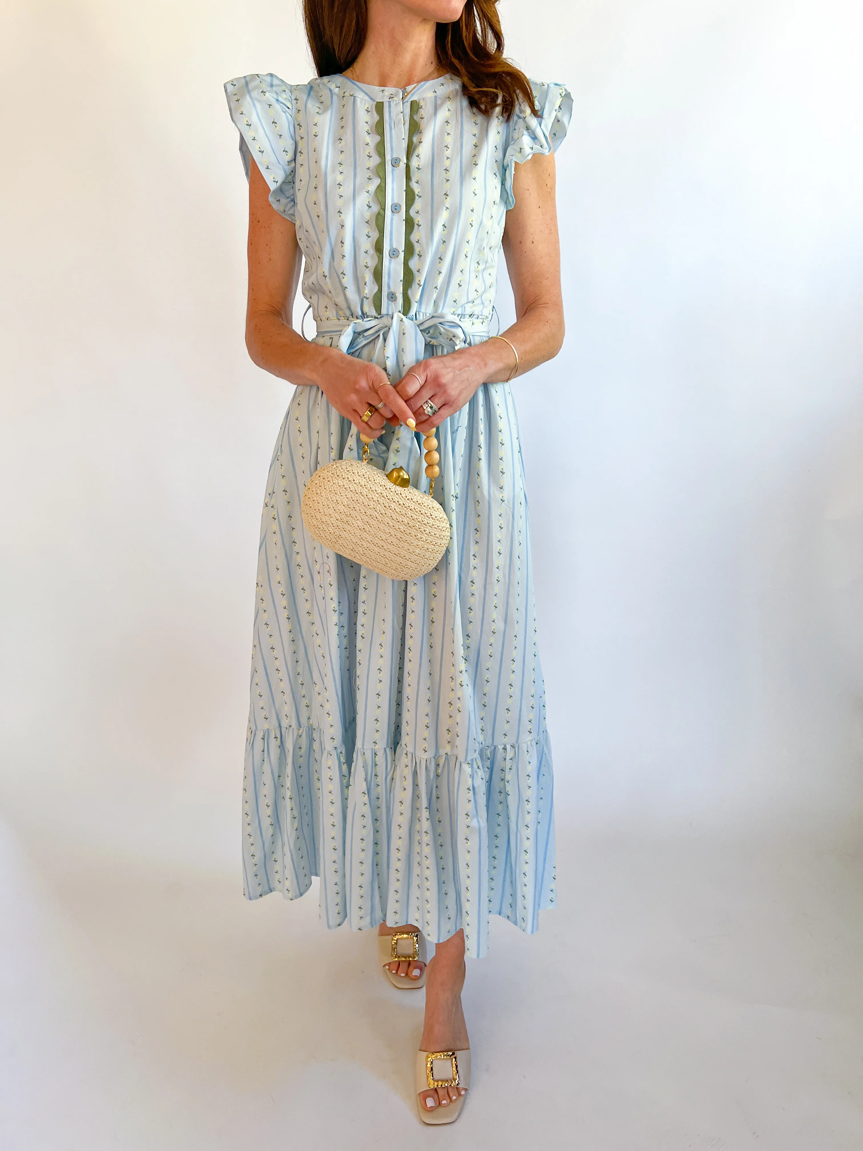 Floral Stripe Ric Rac Trim Maxi - Image 2