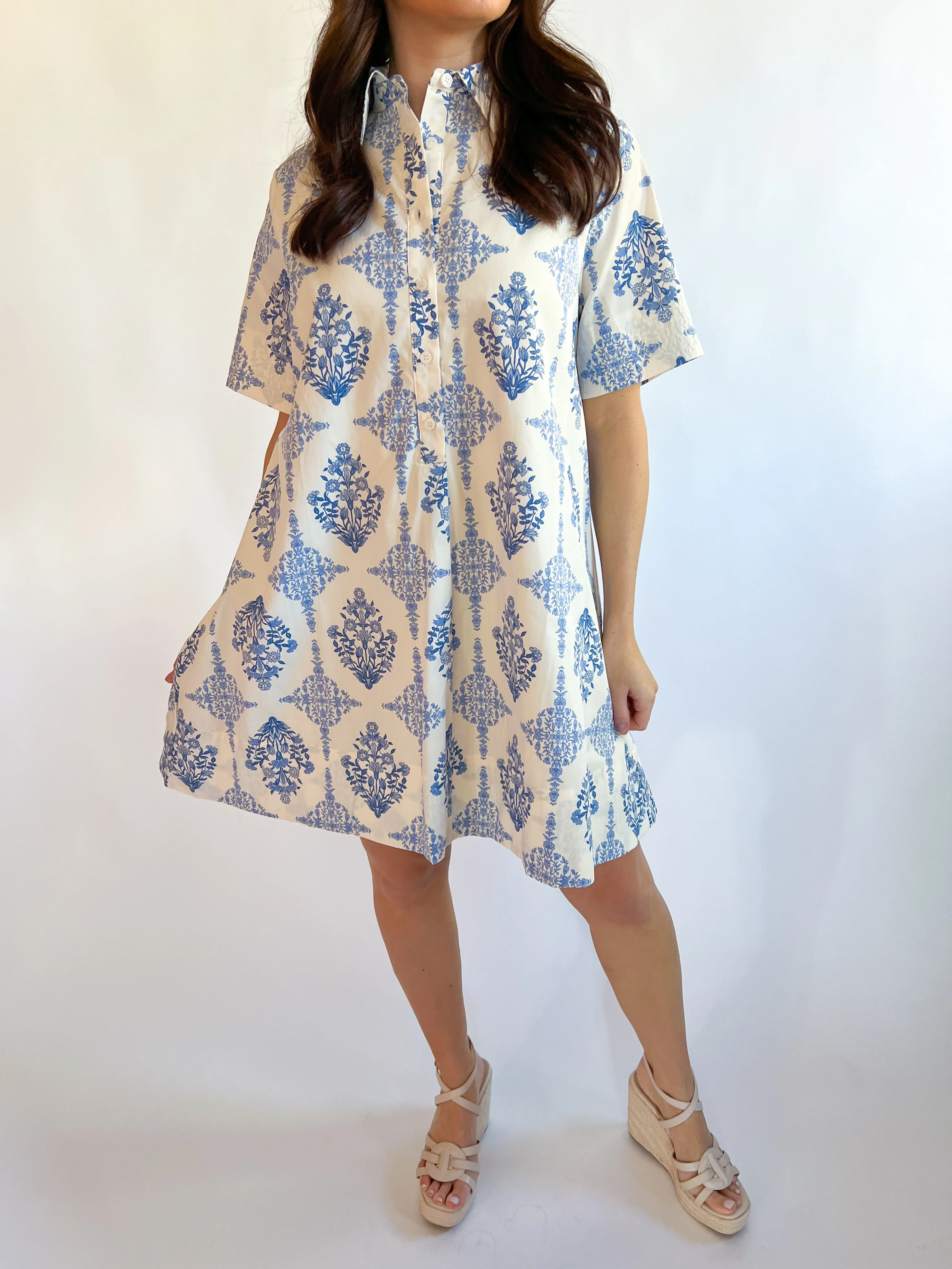 French Vintage Floral Shirt Dress - Image 3