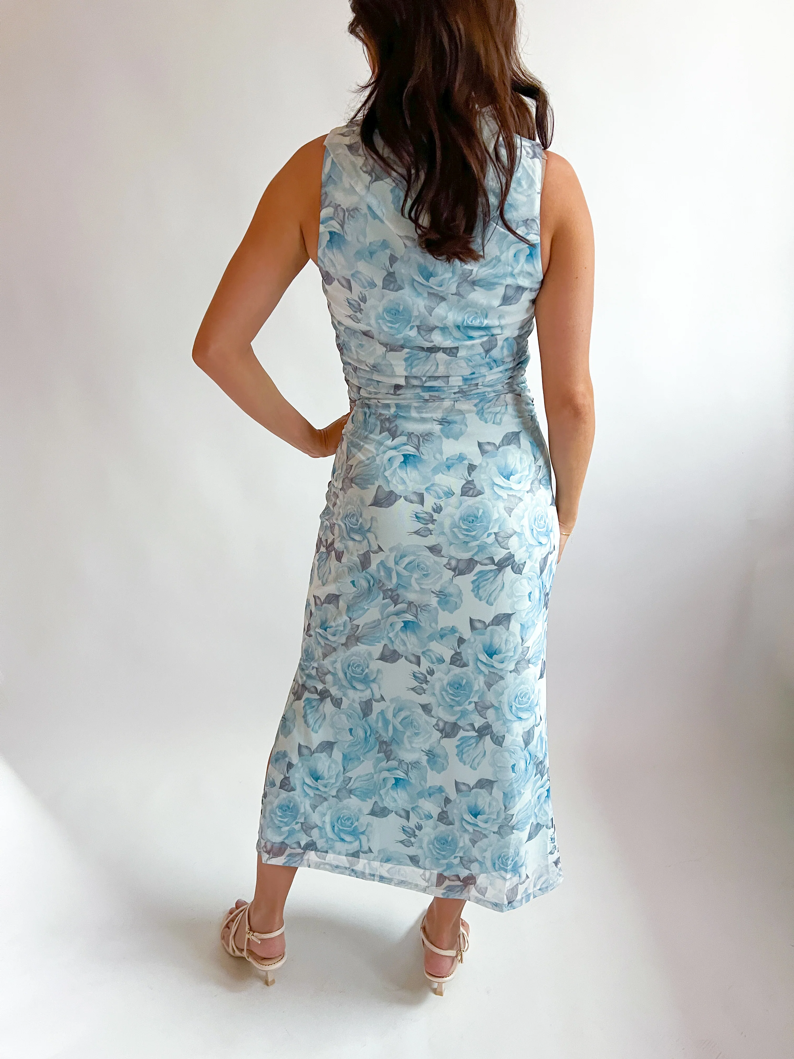 Glacier Floral Ruched Midi Dress - Image 3