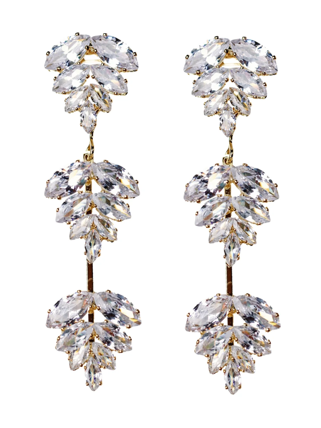 Gold Palm Diamond Drop Holiday Earrings