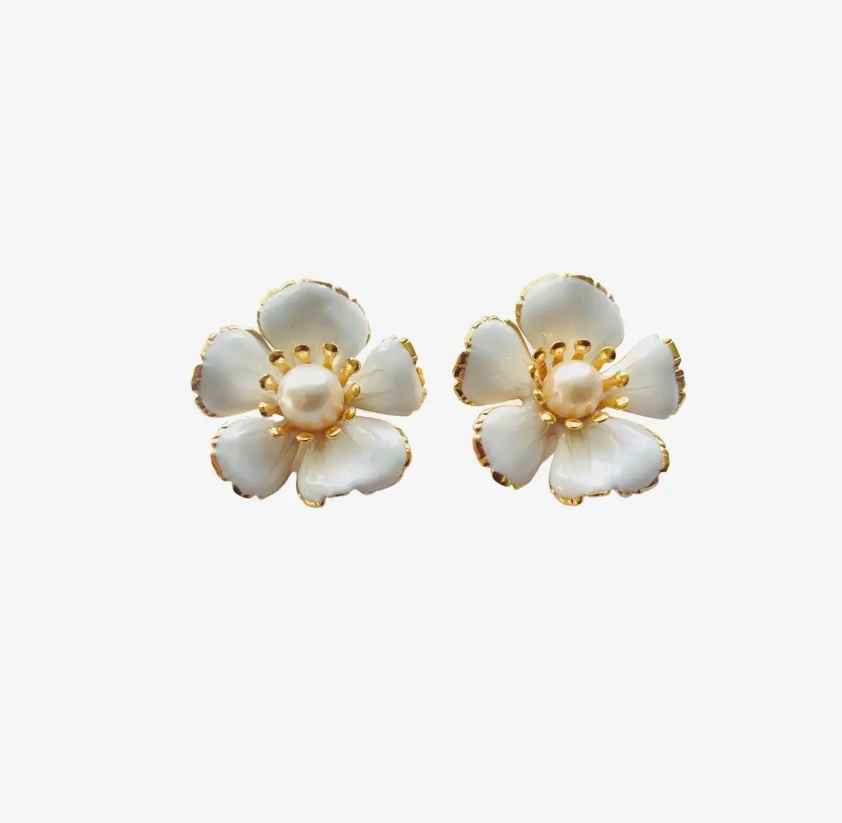 Handpainted Small Flower Earrings - Image 3