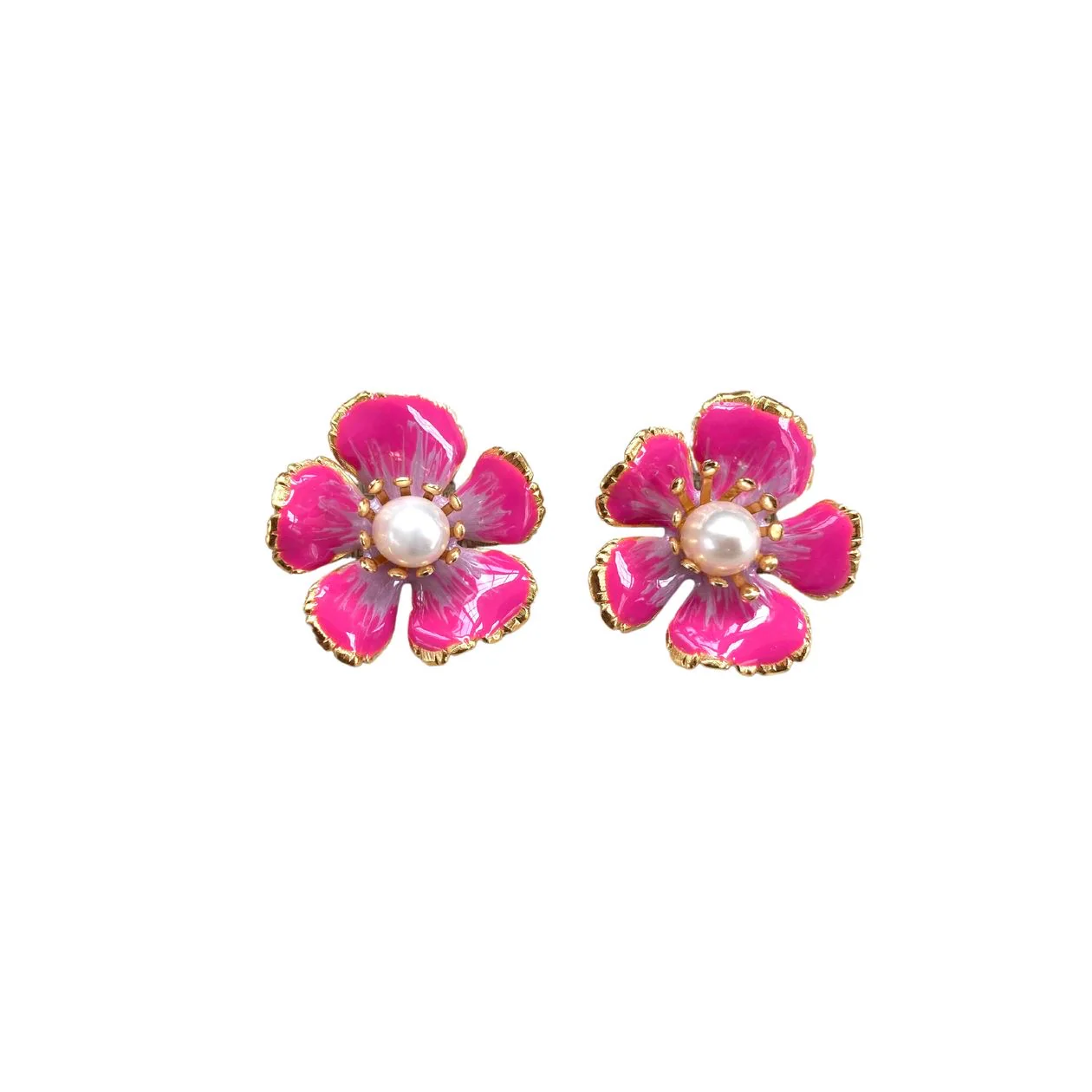 Handpainted Small Flower Earrings - Image 4
