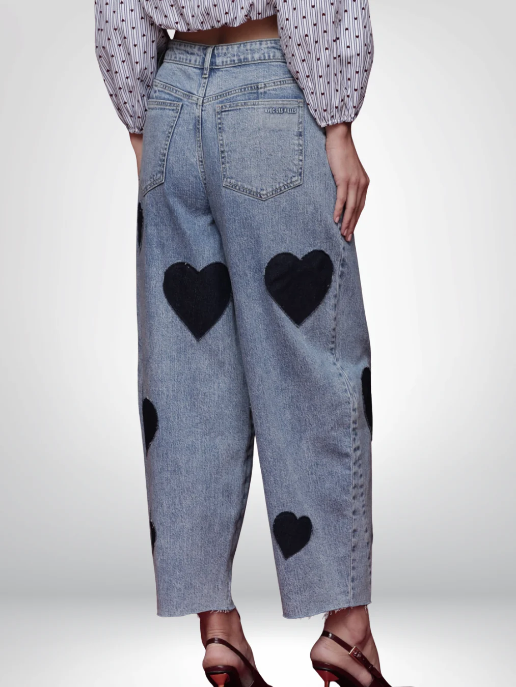 Heart Patch Barrel Leg Jeans - Image 3