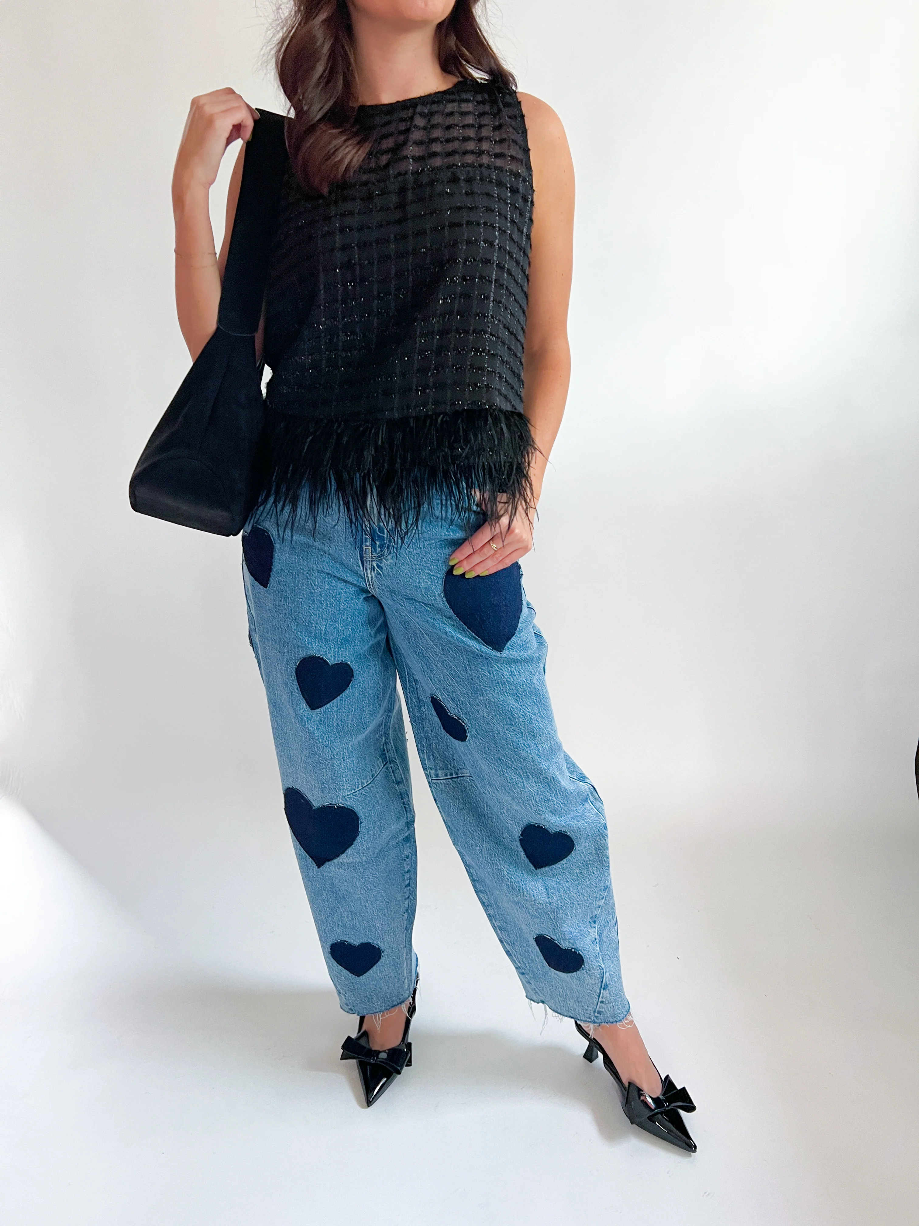 Heart Patch Barrel Leg Jeans - Image 5