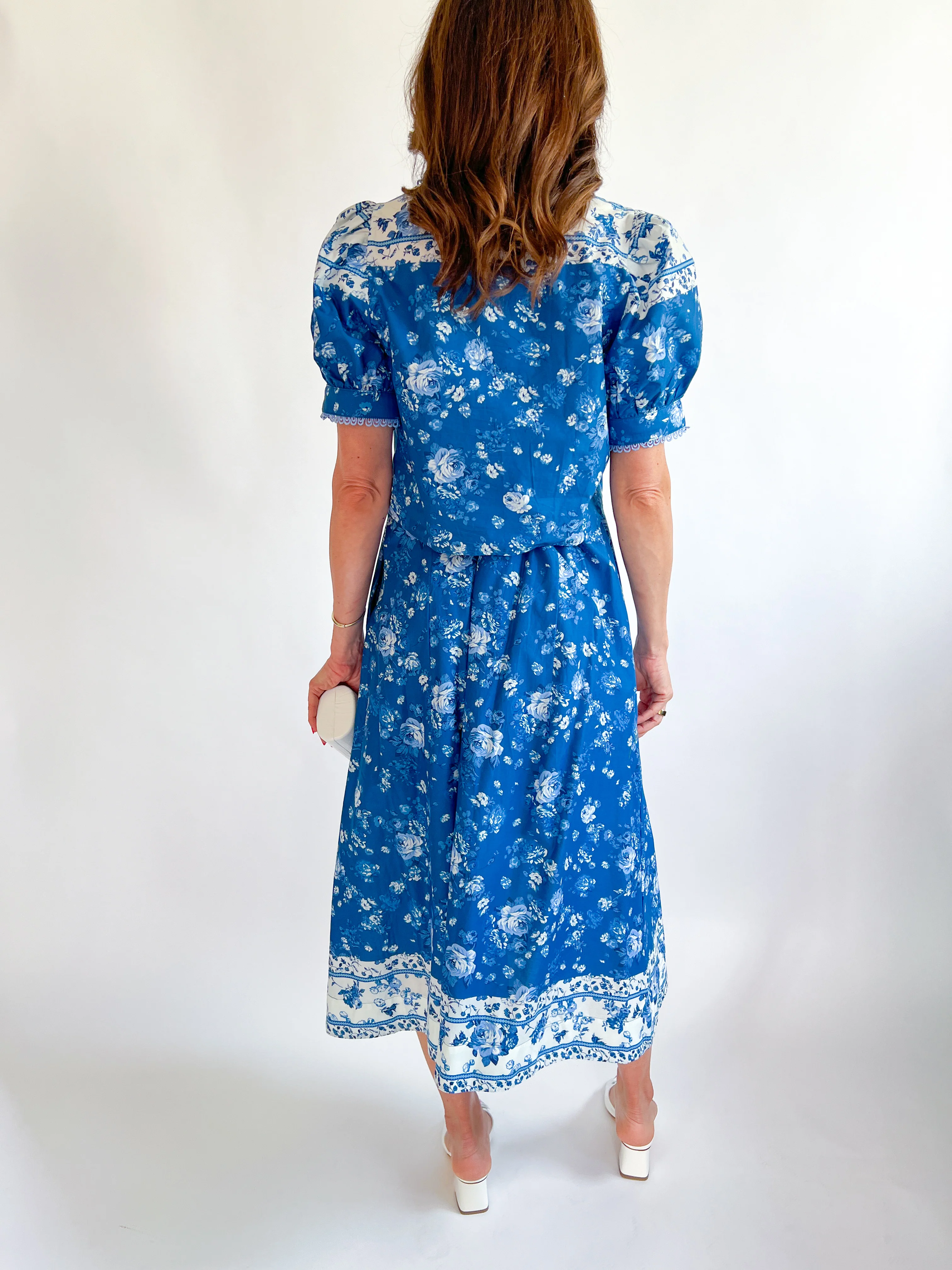 Indigo Floral Buttoned Top - Image 2