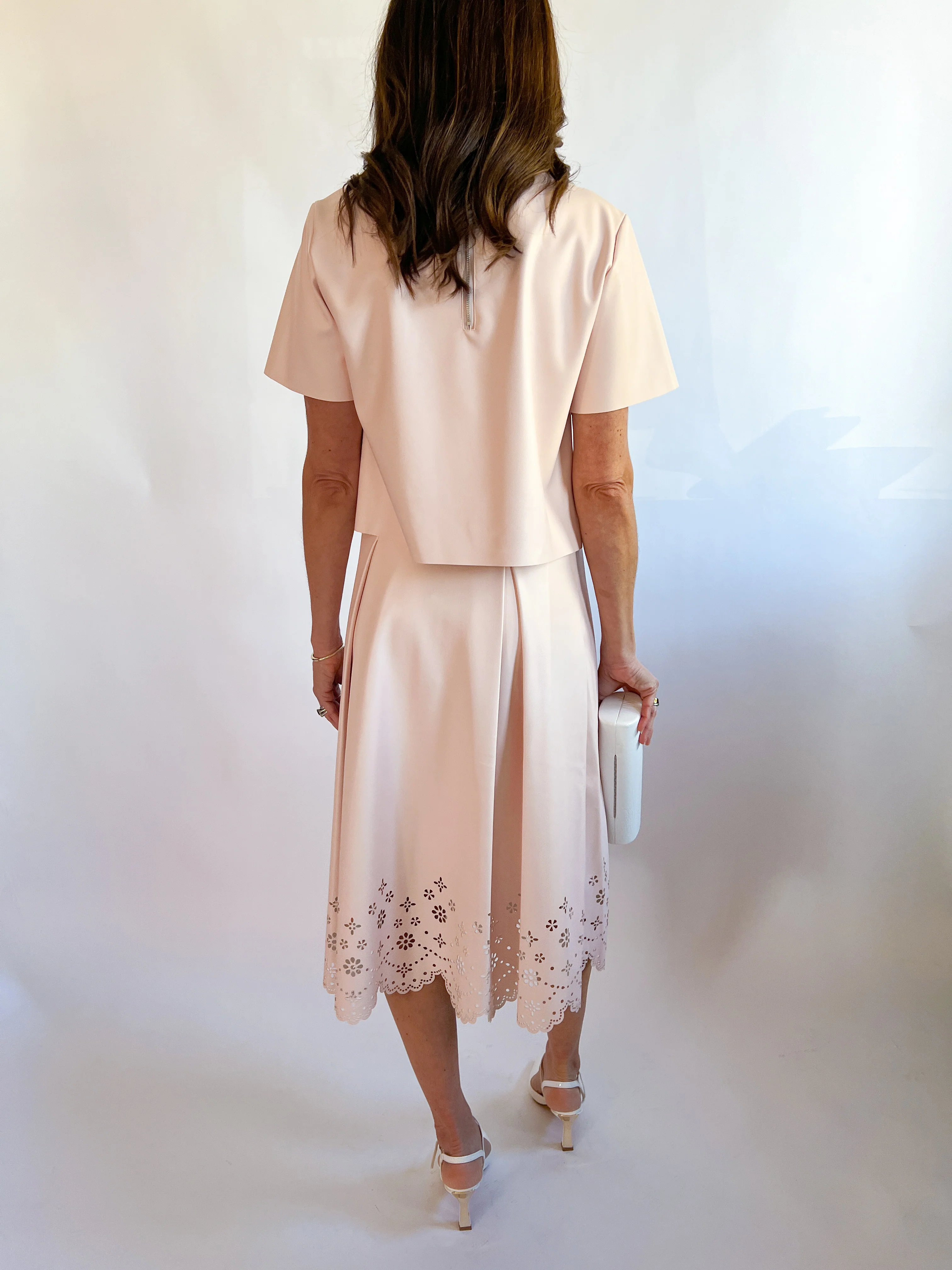 Vegan Laser Cut Hem Midi Skirt - Image 2