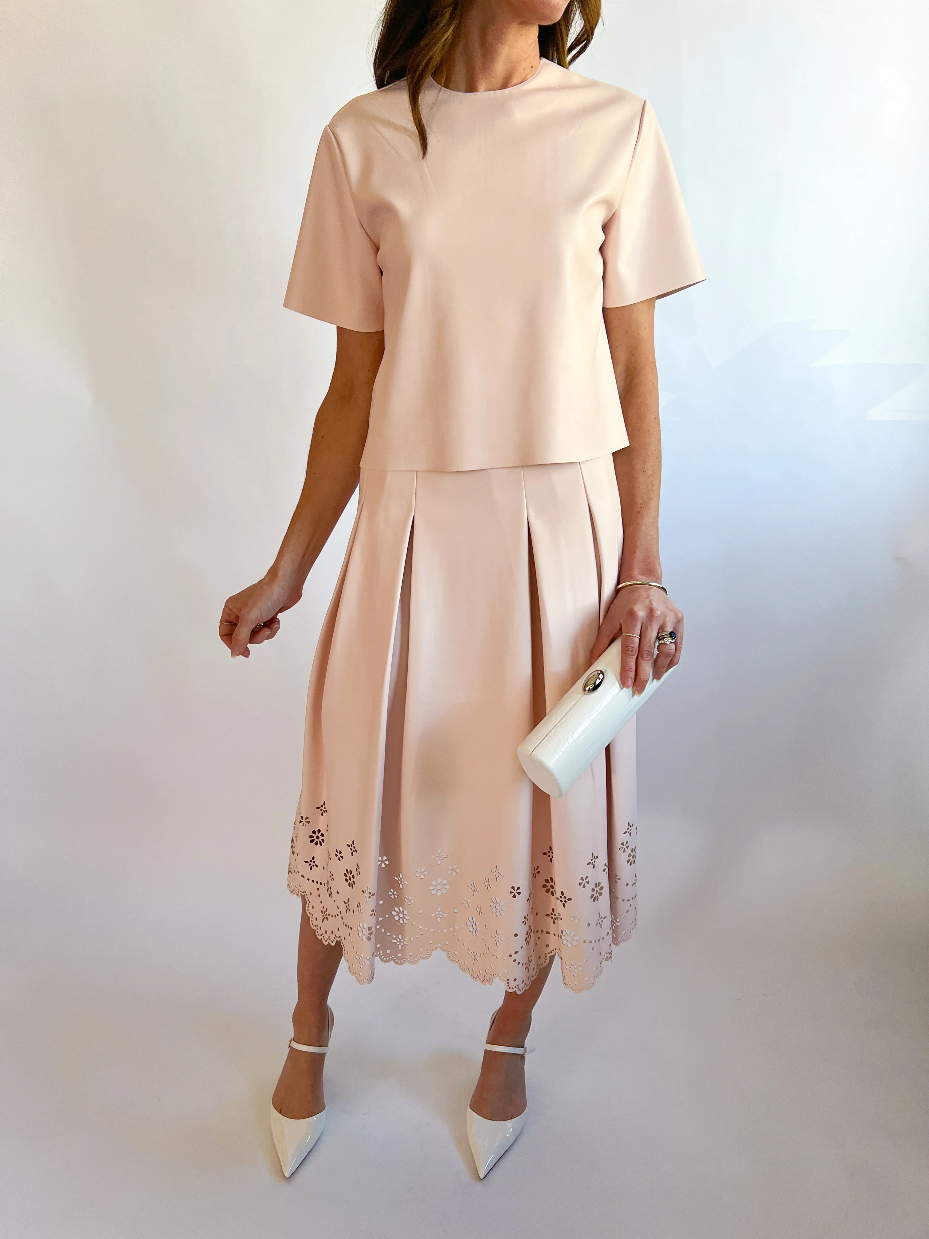 Vegan Laser Cut Hem Midi Skirt - Image 4
