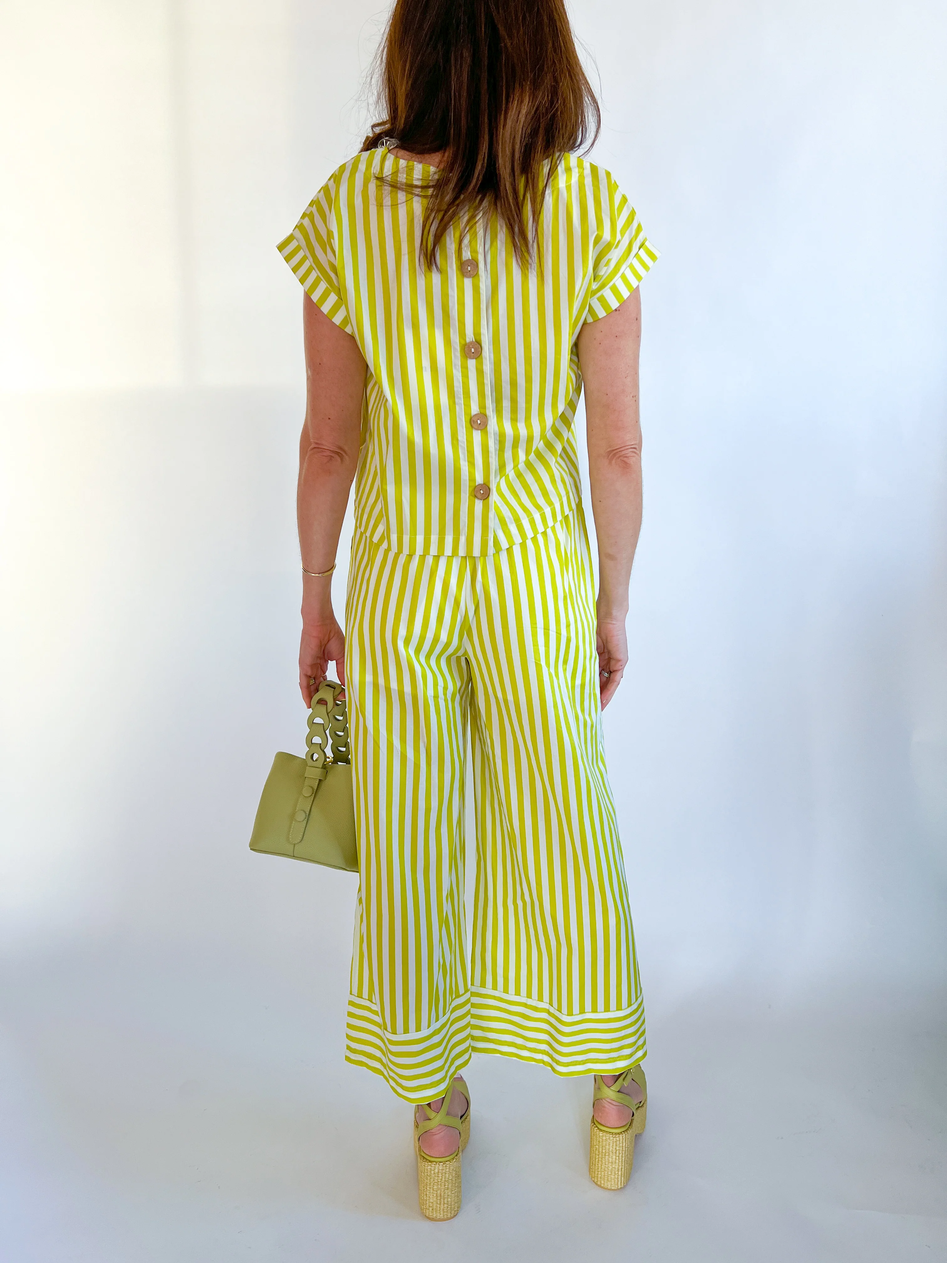 Spring Lime Stripe Short Sleeve Top - Image 3