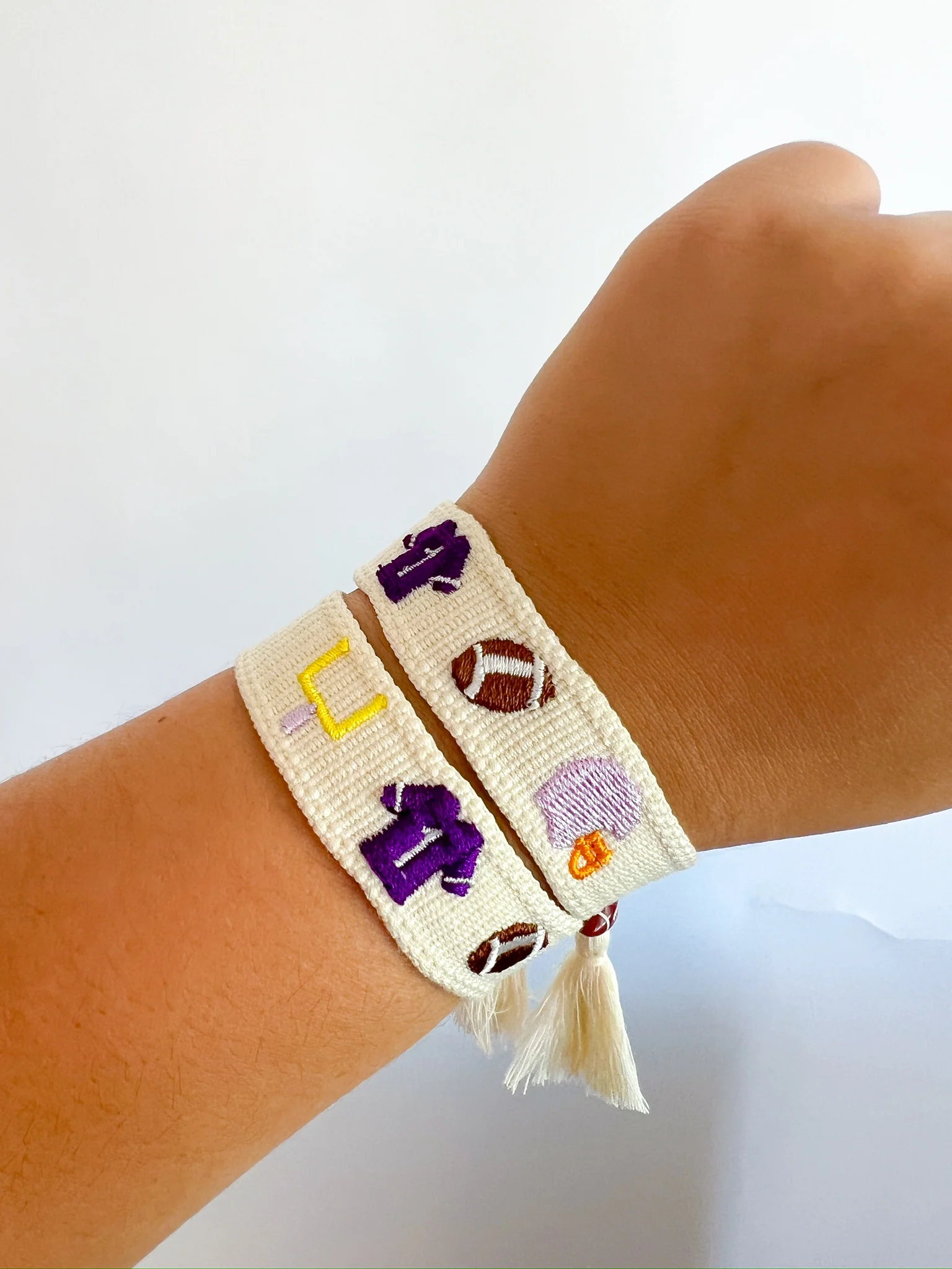 LSU Woven Tassel Bracelets
