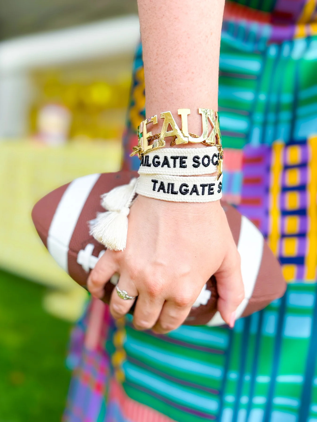 LSU Woven Tassel Bracelets - Image 3