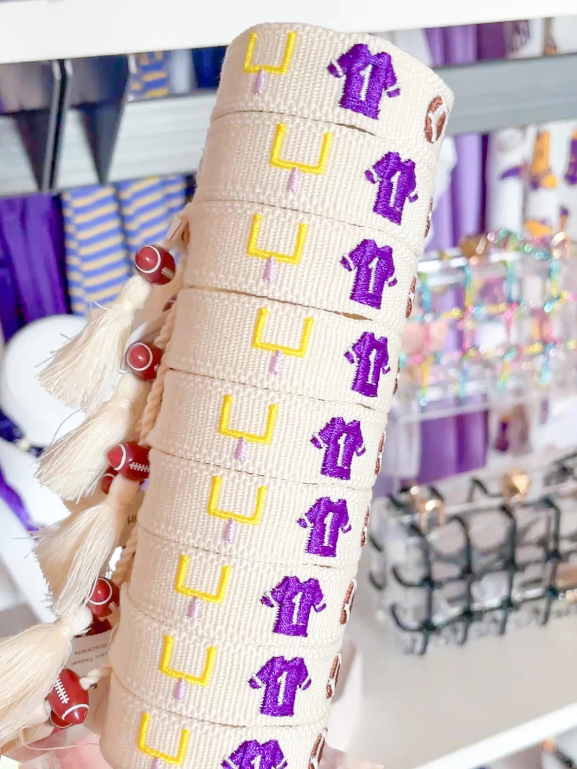 LSU Woven Tassel Bracelets - Image 6
