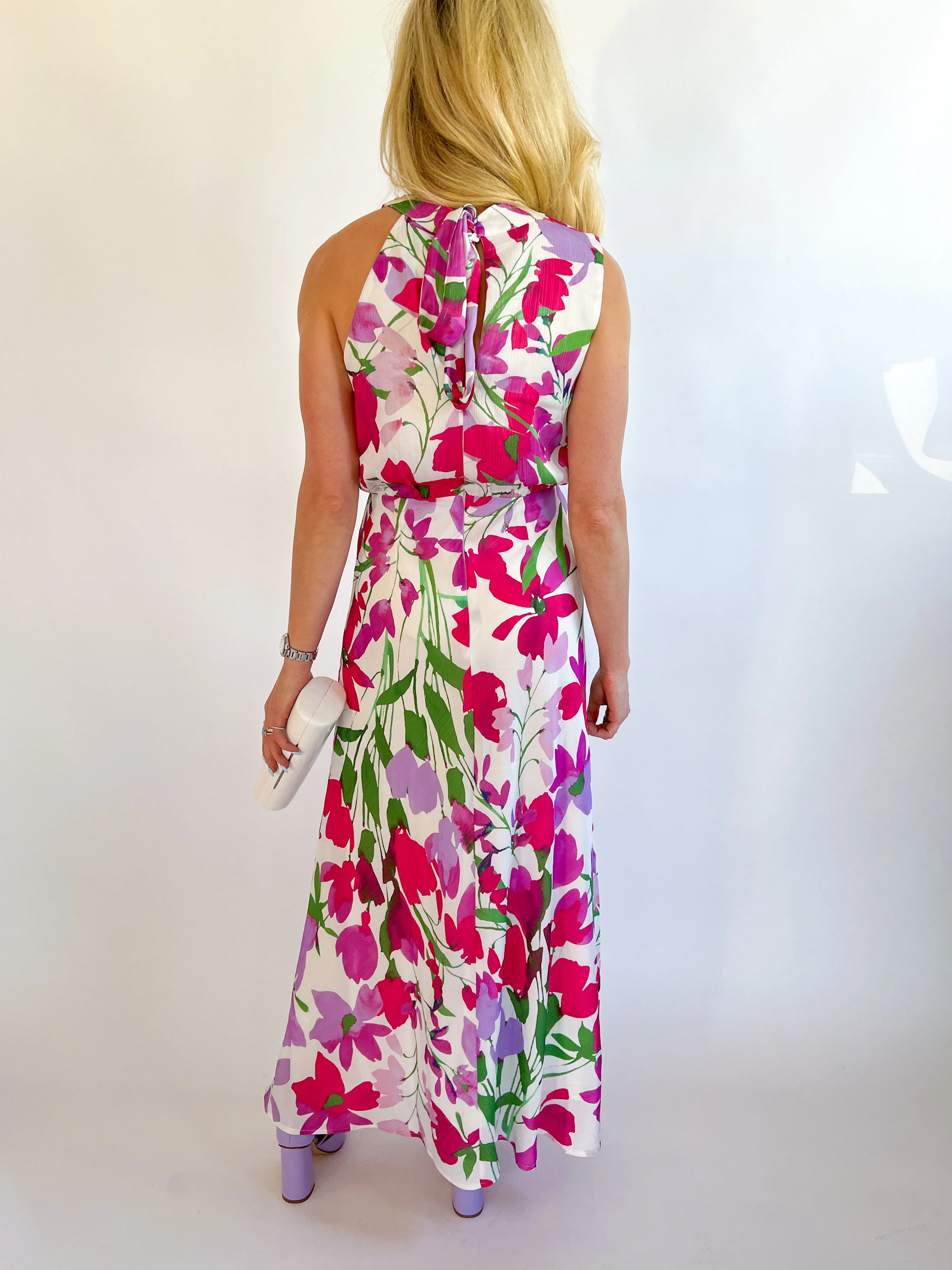 Melanie Draped Halter Midi Dress - Image 3