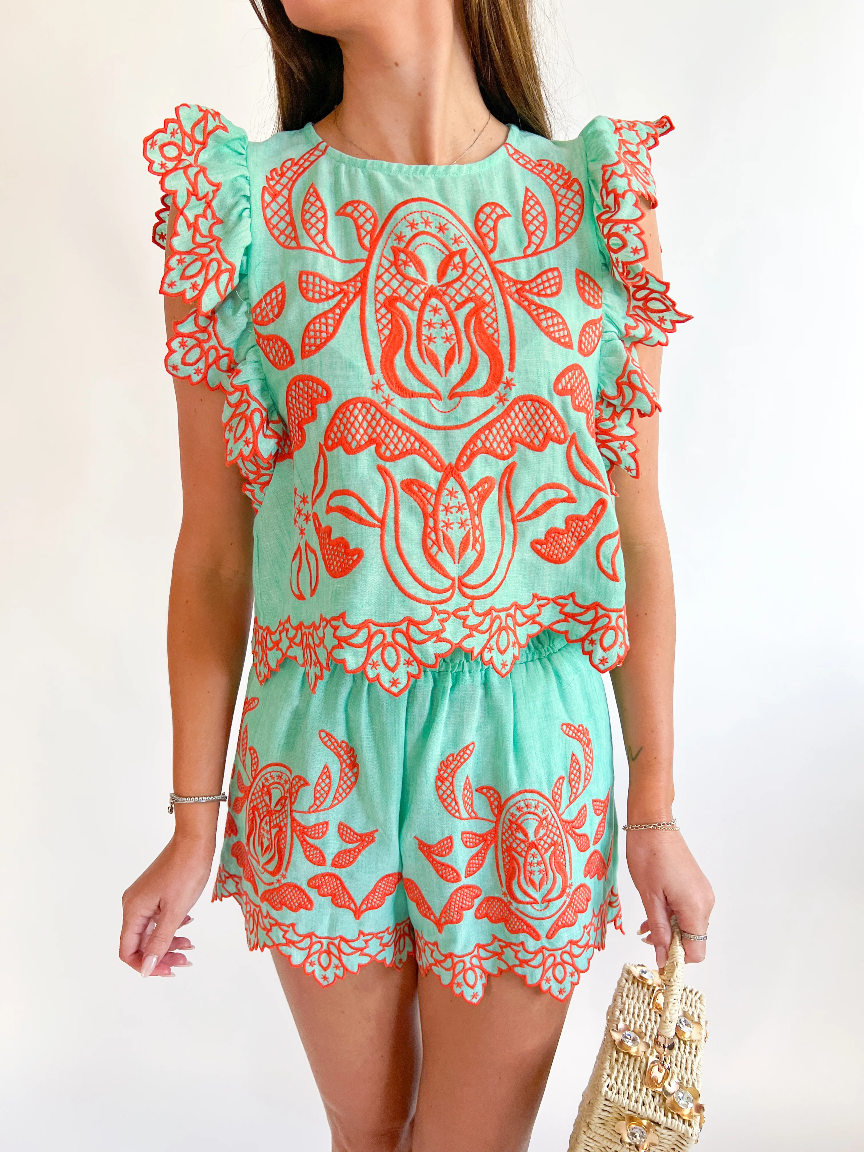 Mint Embroidered Top - Image 2