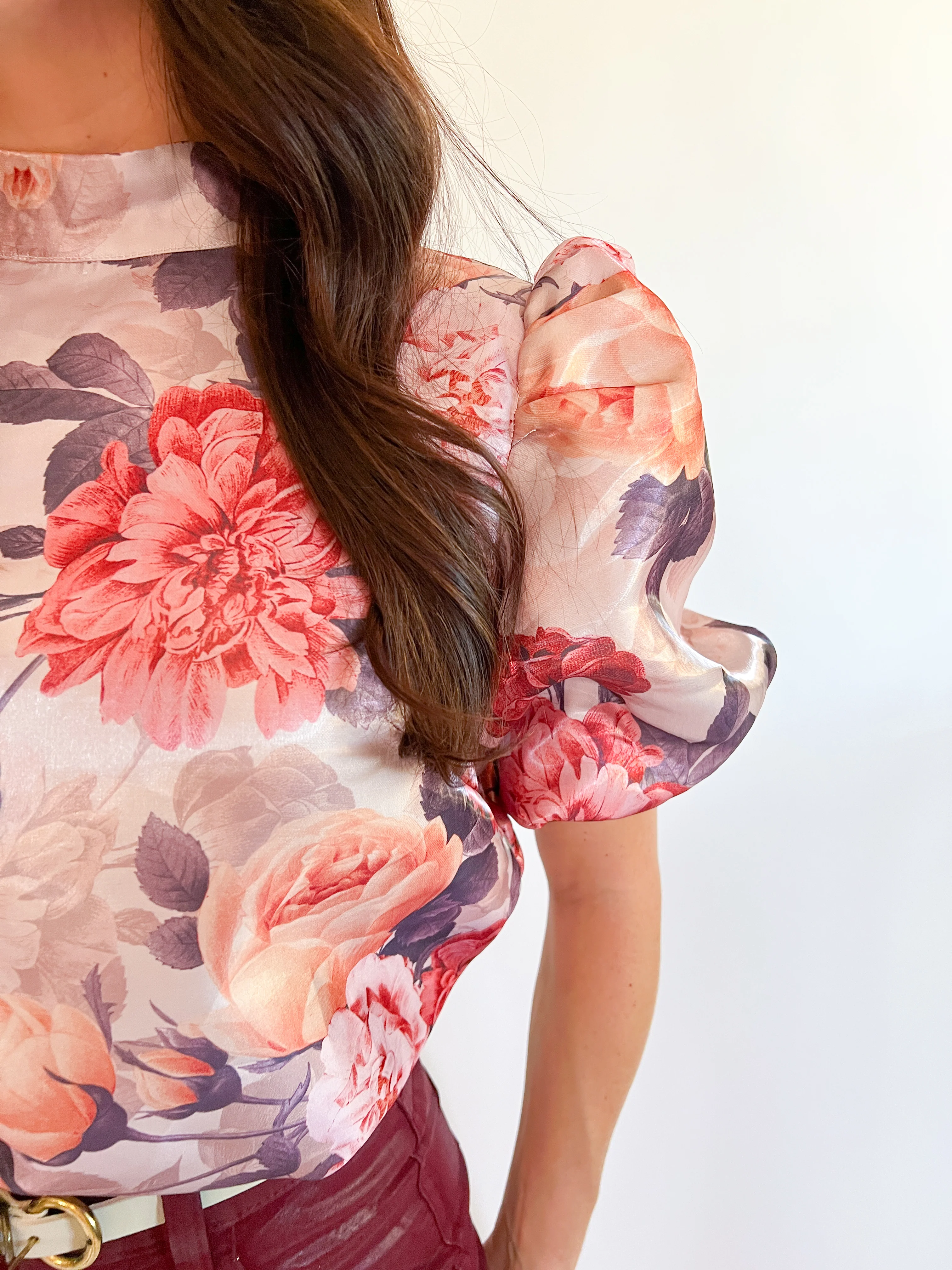 Mock Neck Rose Blouse - Image 2