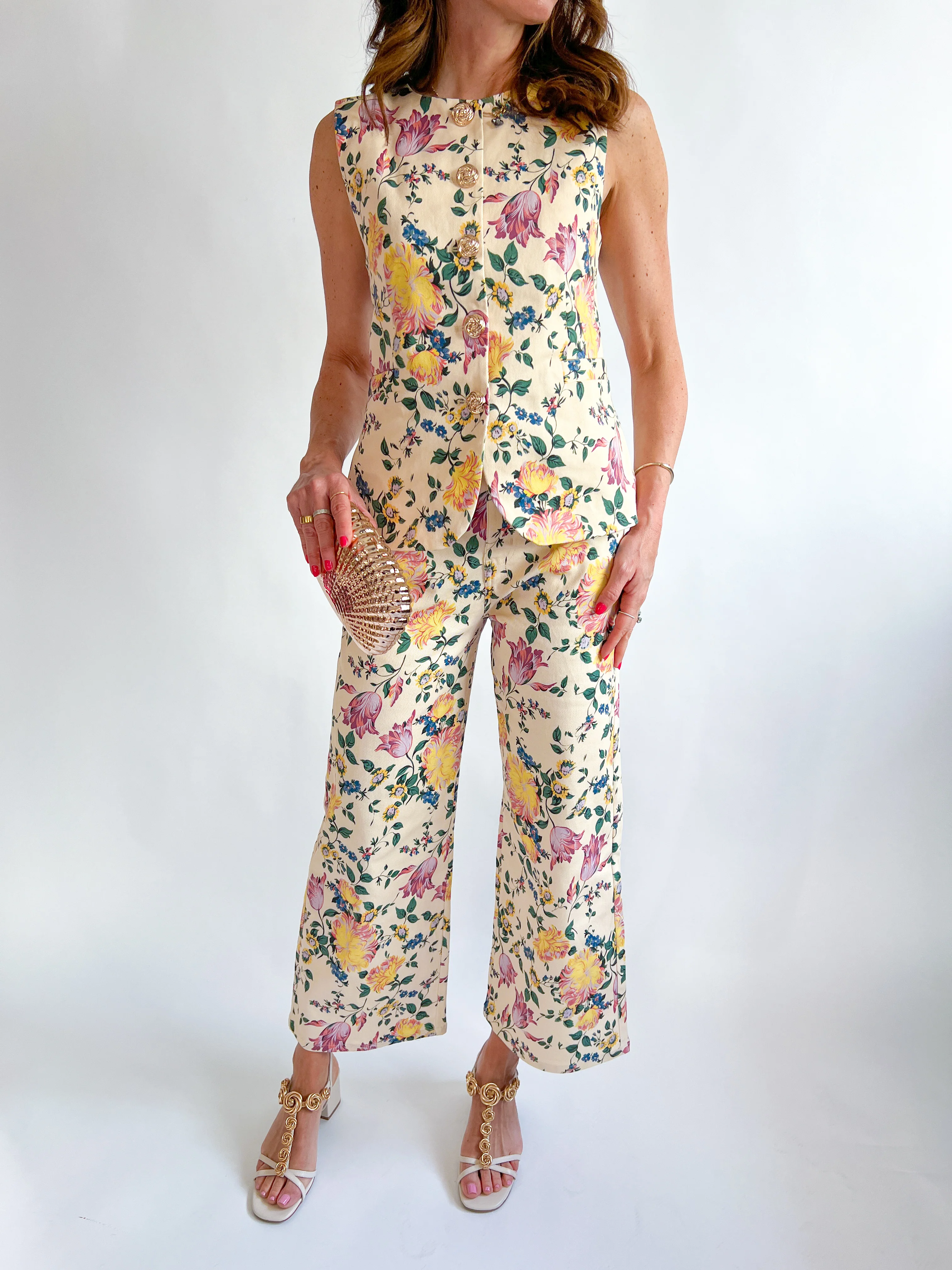 Multi Floral Buttoned Vest - Image 3
