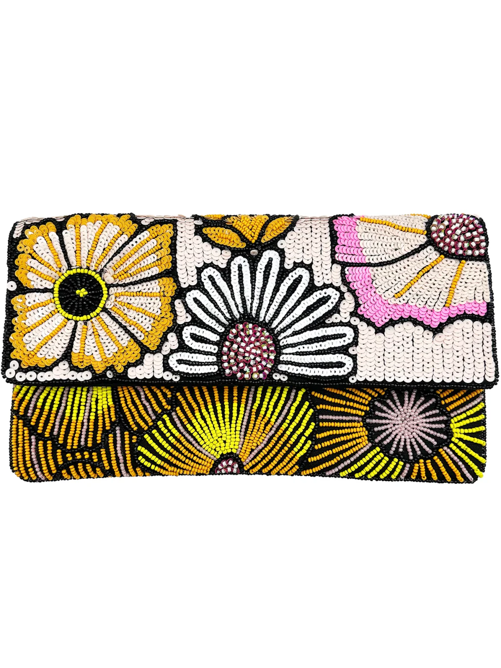 Multi Floral Sequins Beaded Clutch