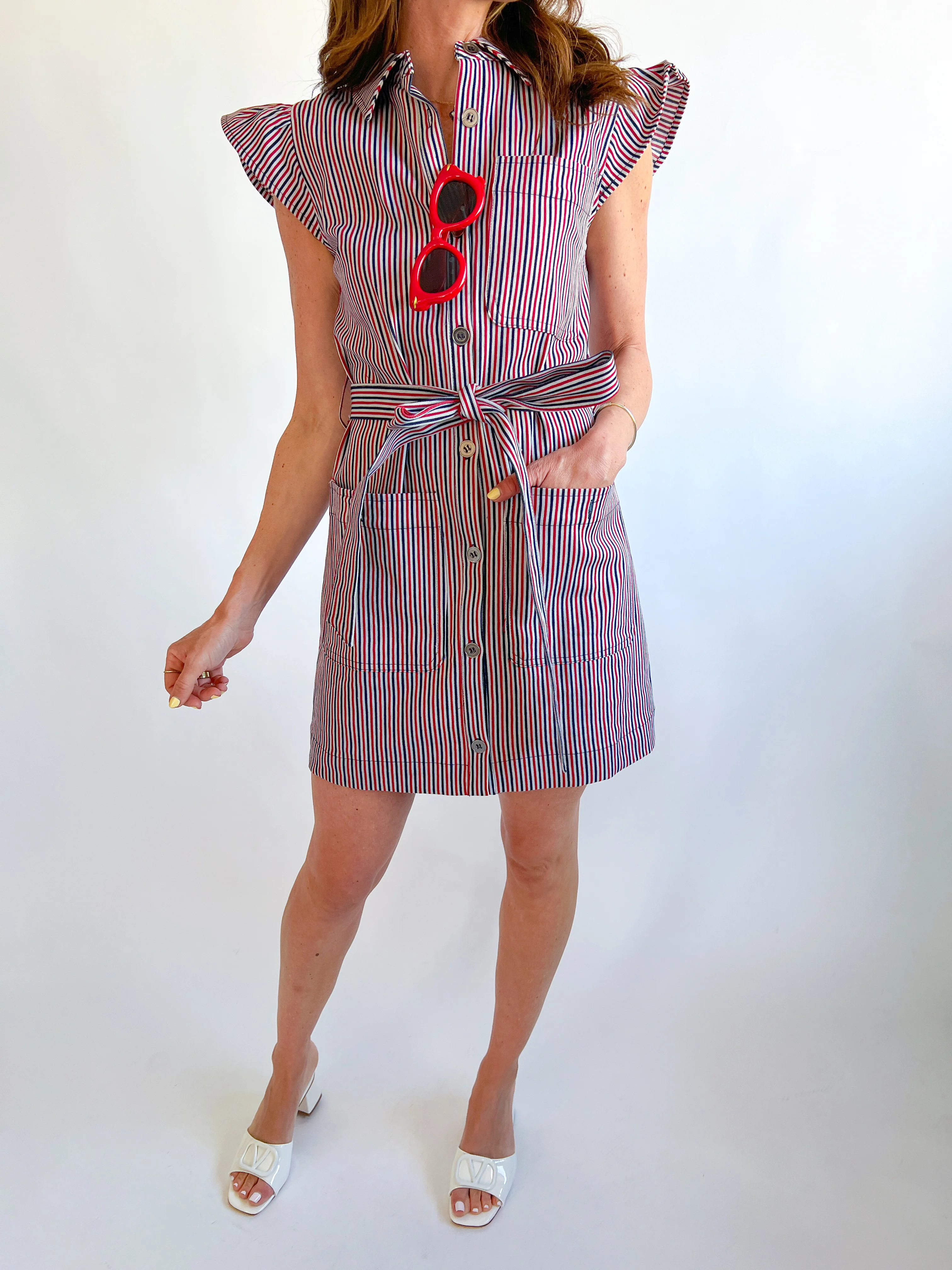 Multi Stripe Ruffle Mini Dress - Image 3