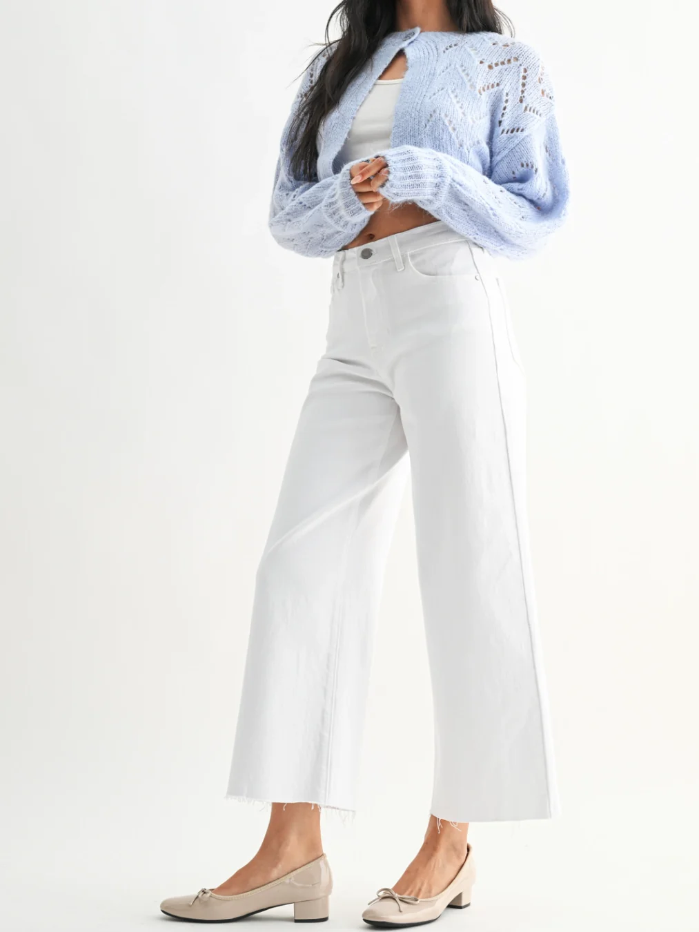Optic White Scissor Cut Wide Leg - Image 3