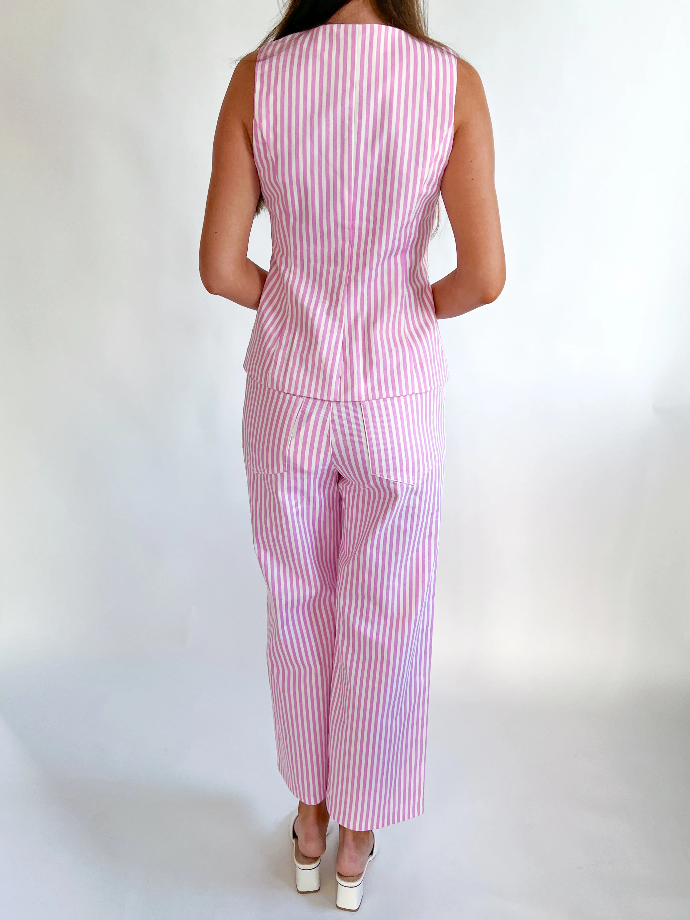 Pink Stripe Buttoned Vest - Image 4