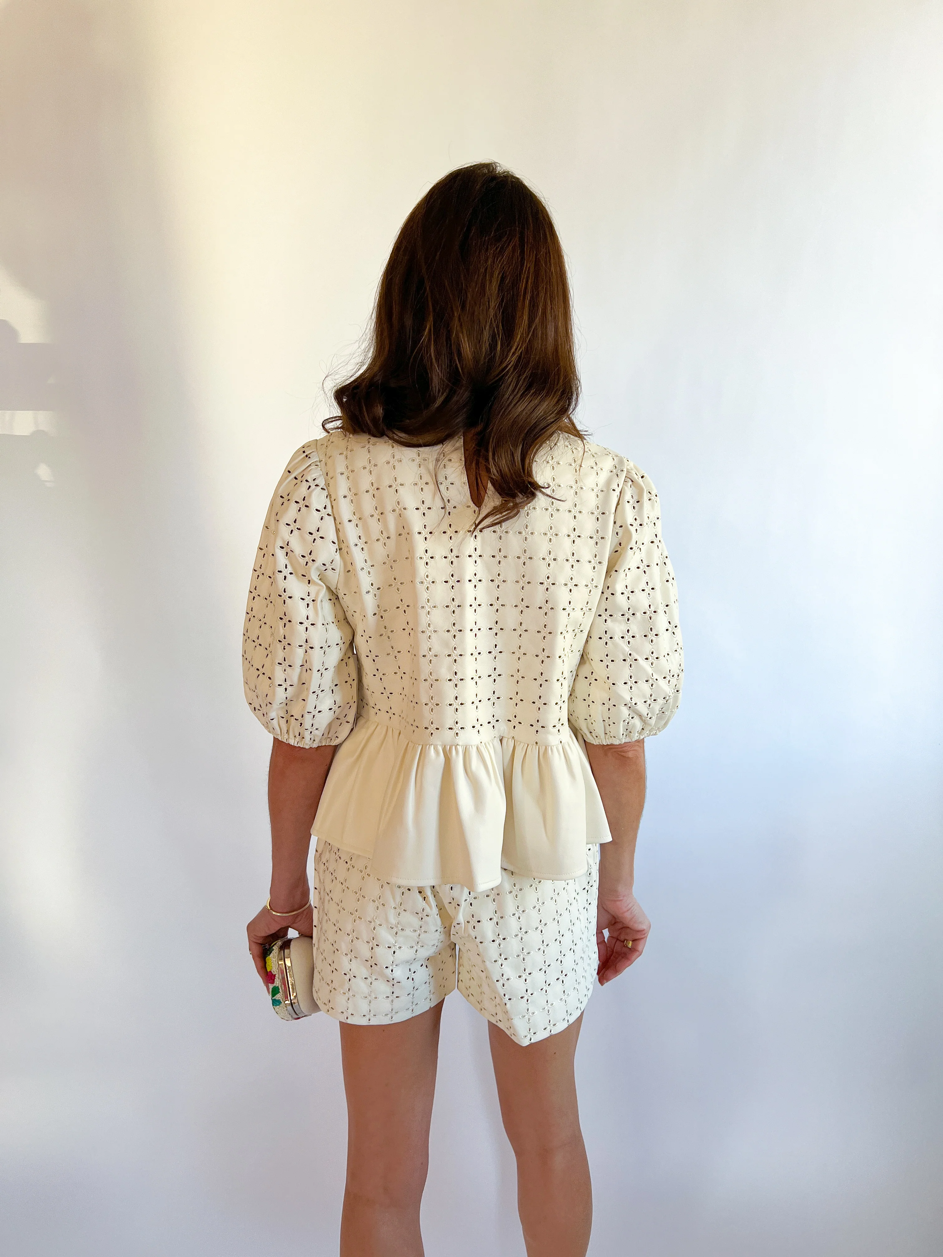 Vegan Peplum Eyelit Top - Image 3