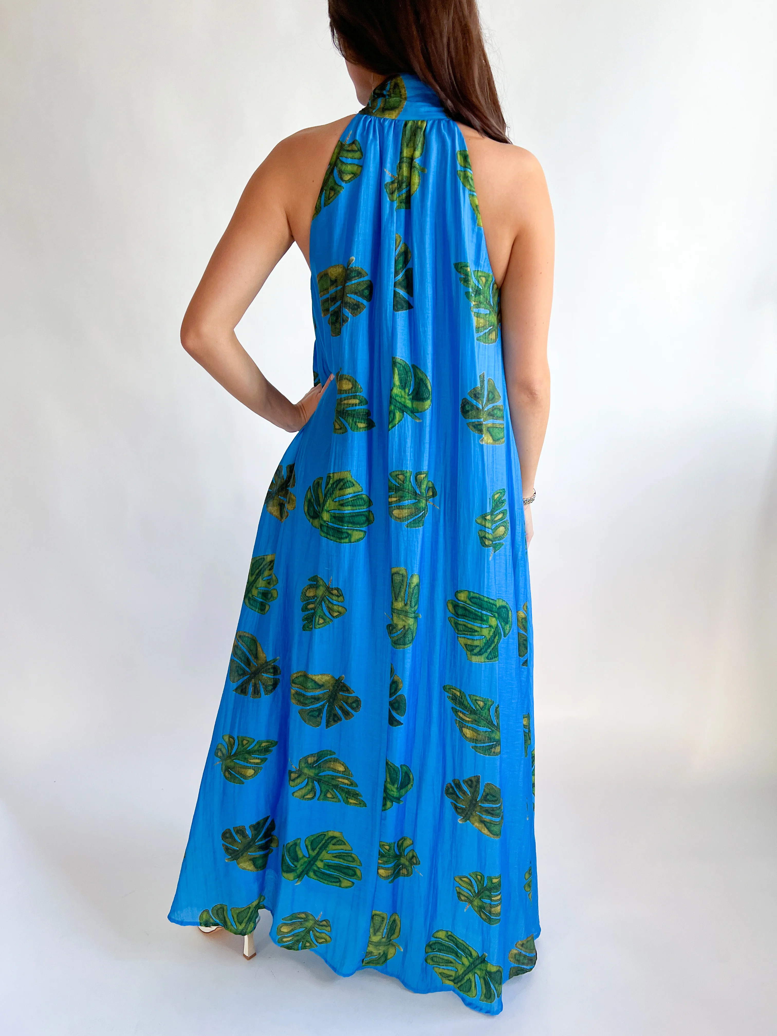 Leaf Halter Neck Maxi Dress - Image 2