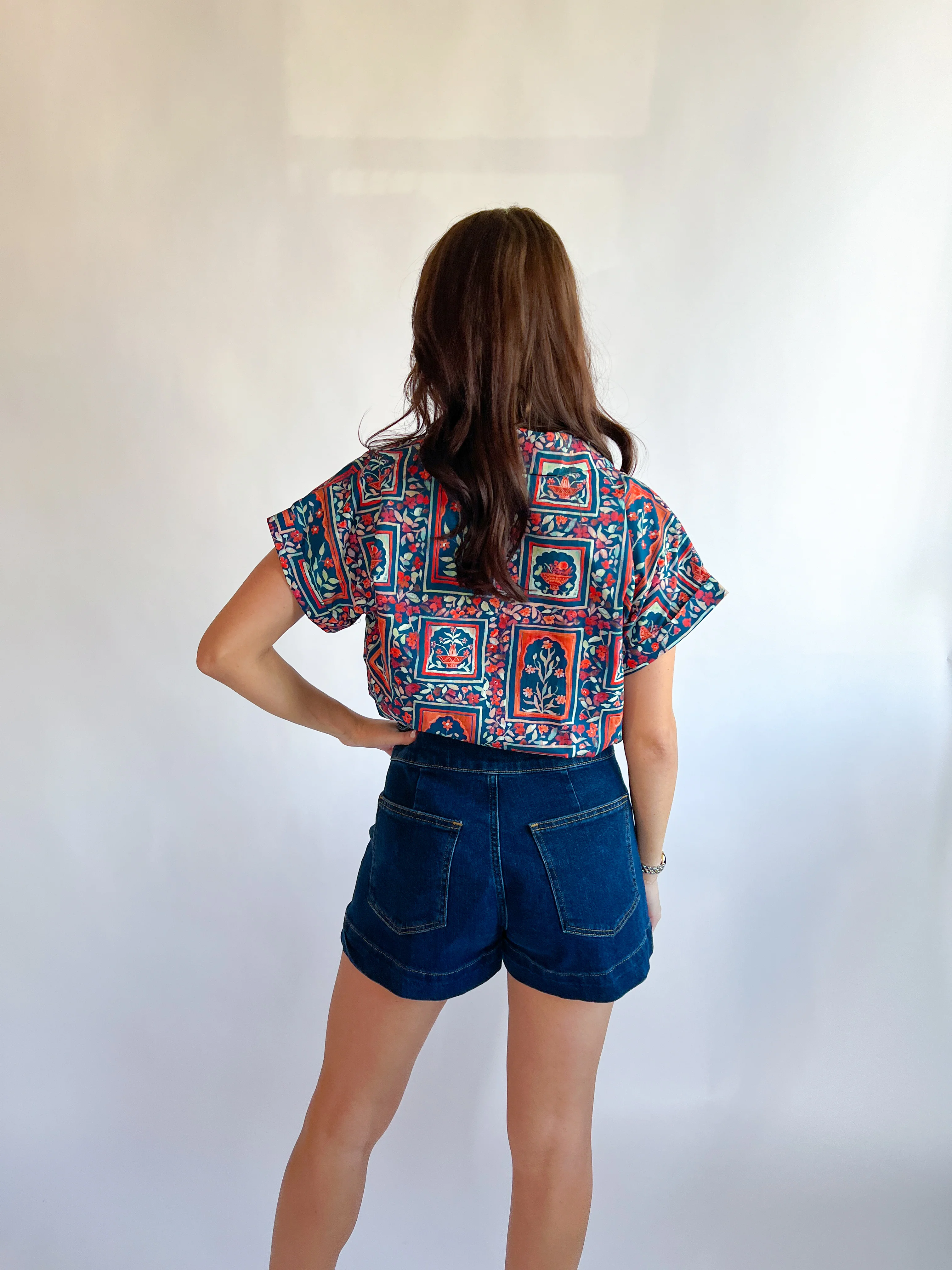 Indy Botanical Print Short Sleeve Top - Image 3