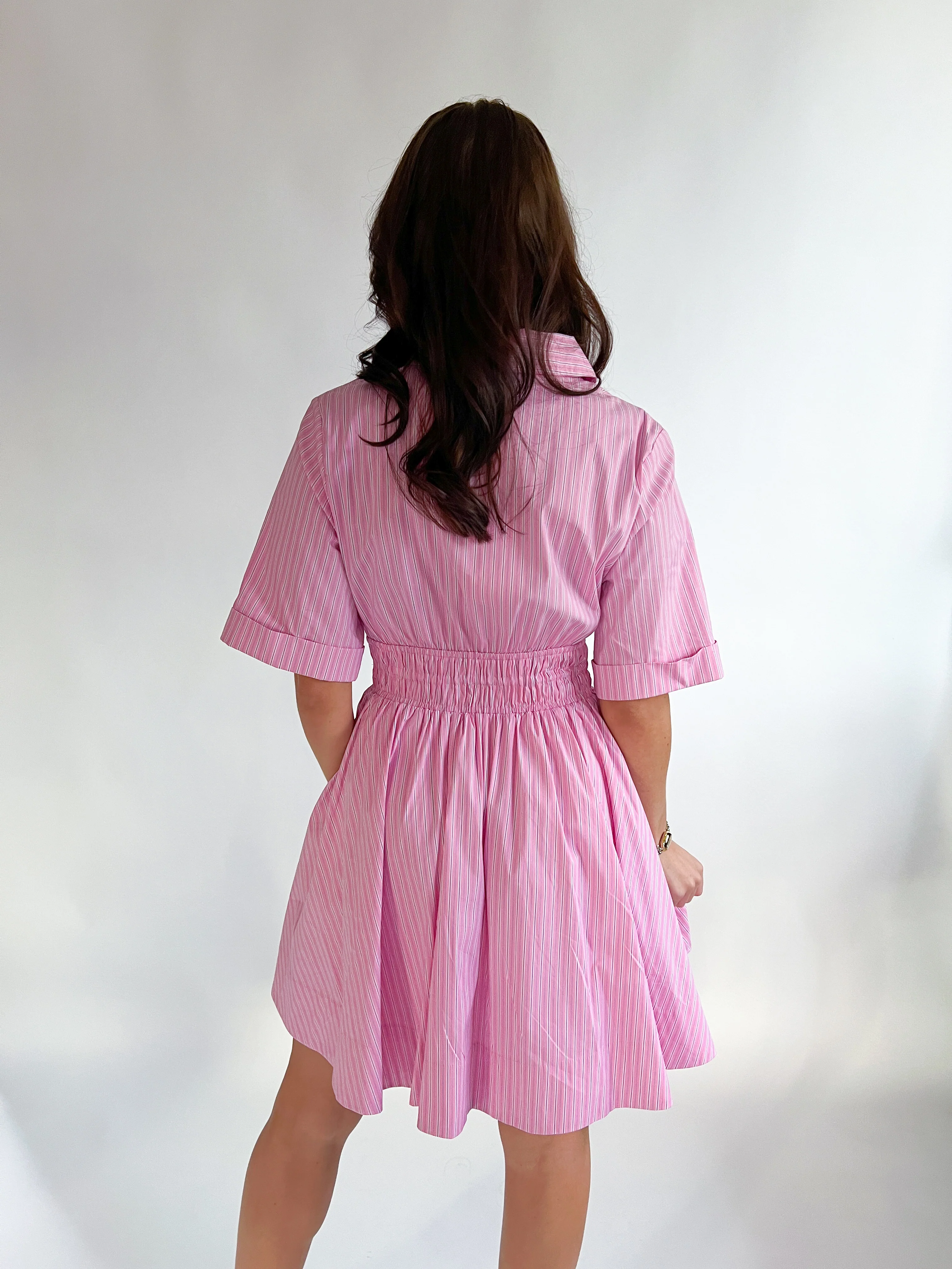Ella Striped Short Sleeve Mini Shirt Dress - Image 2