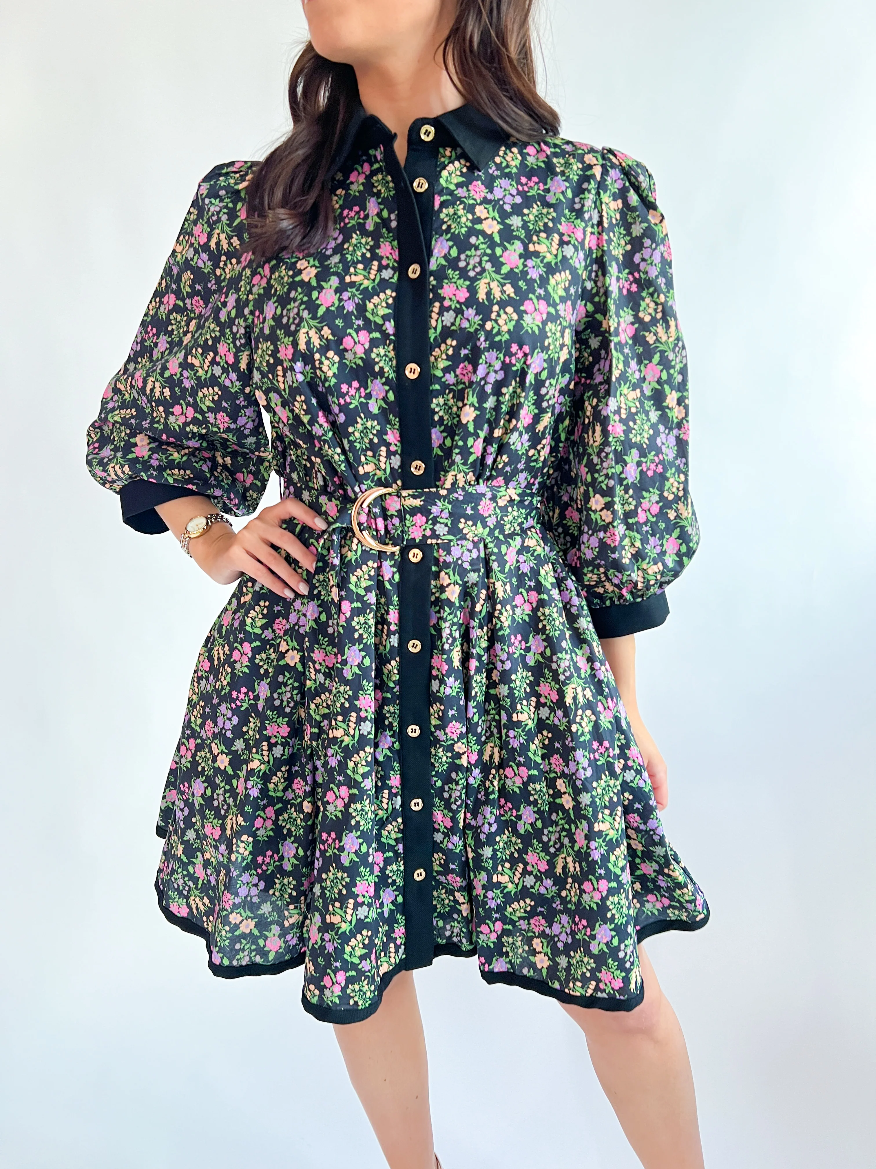 Kelsey Black Floral Mini Dress
