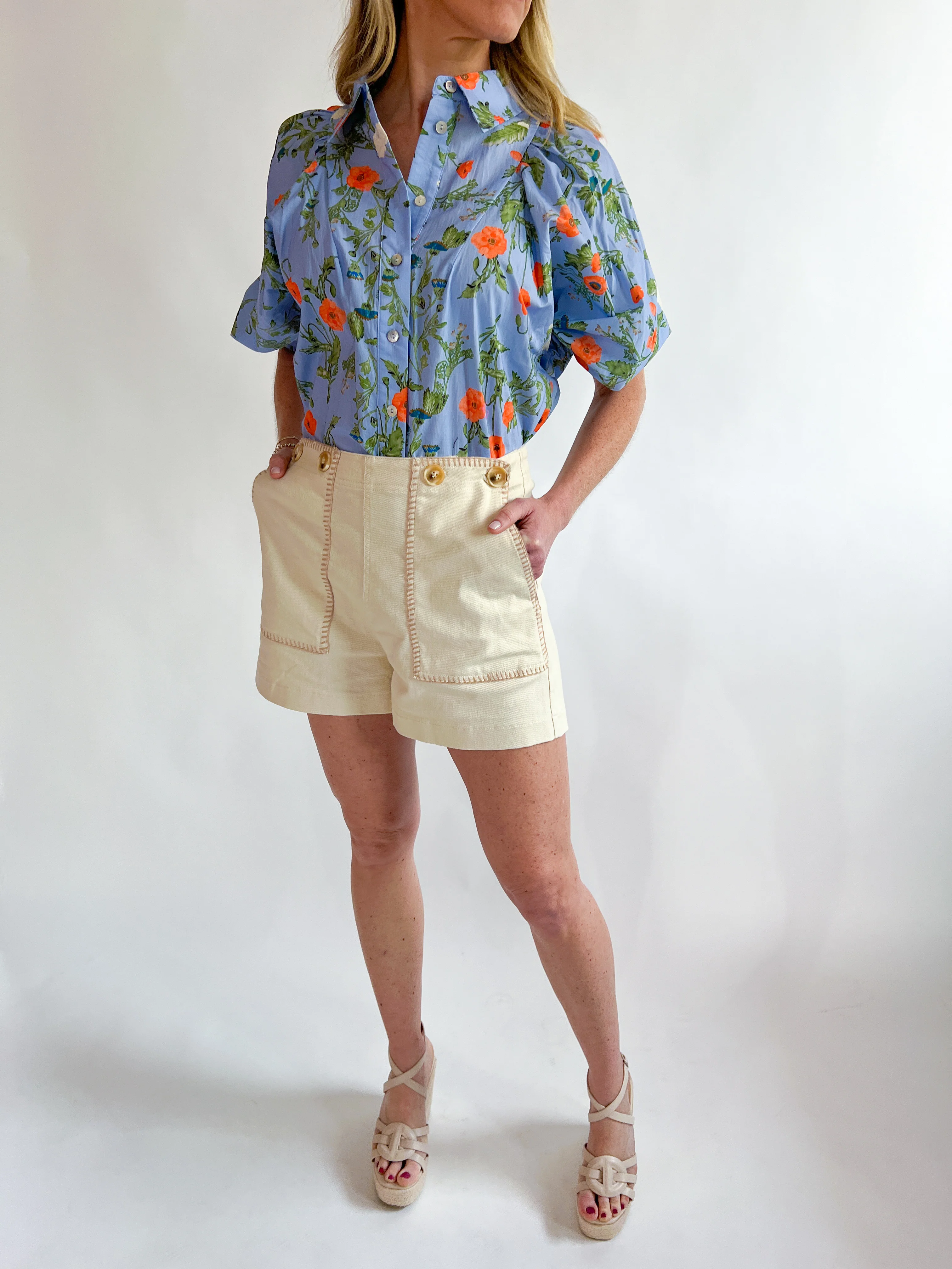 Floral Print 3/4 Sleeve Top - Image 2