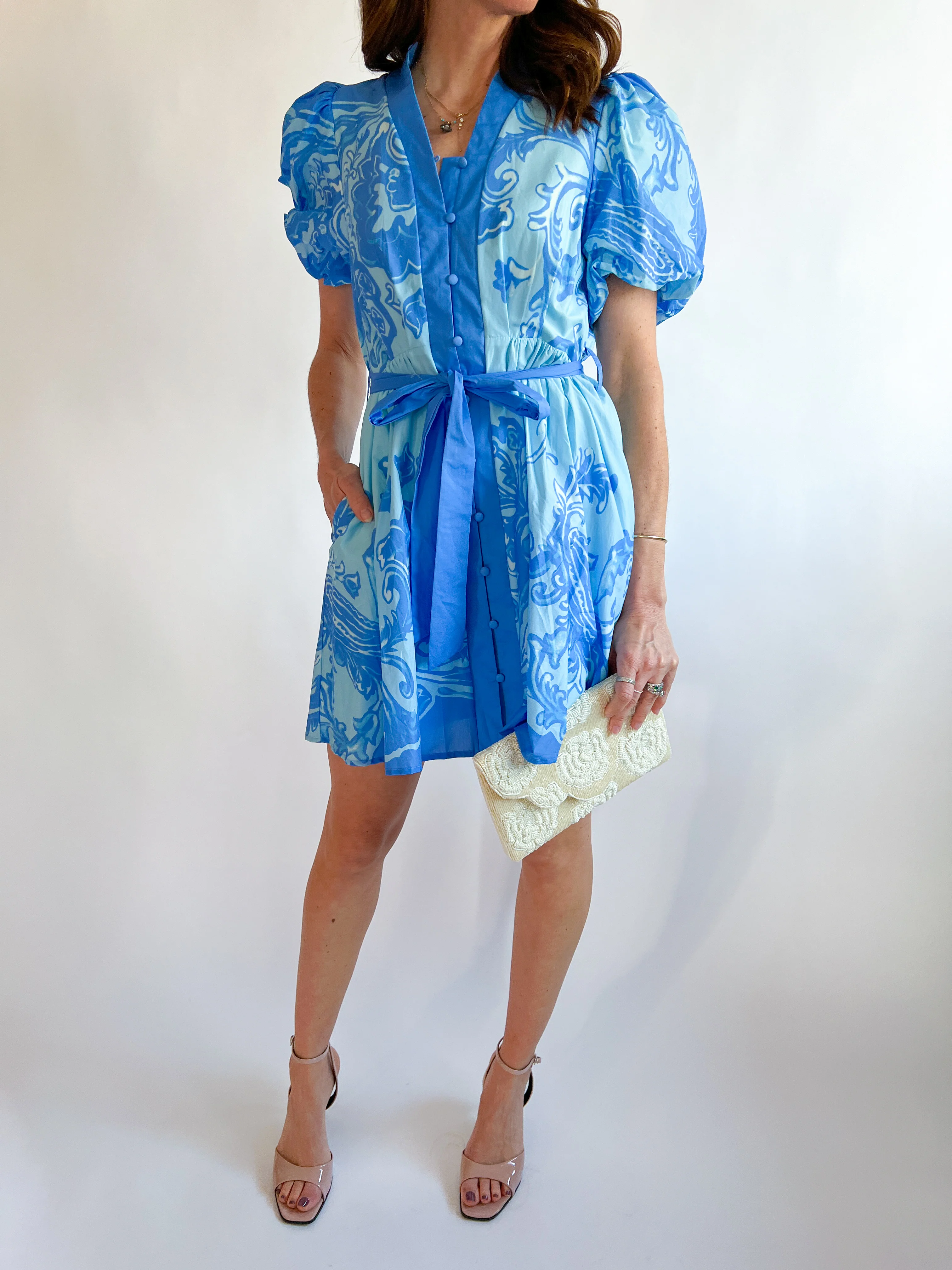 Baroque Print Mini Dress - Image 3