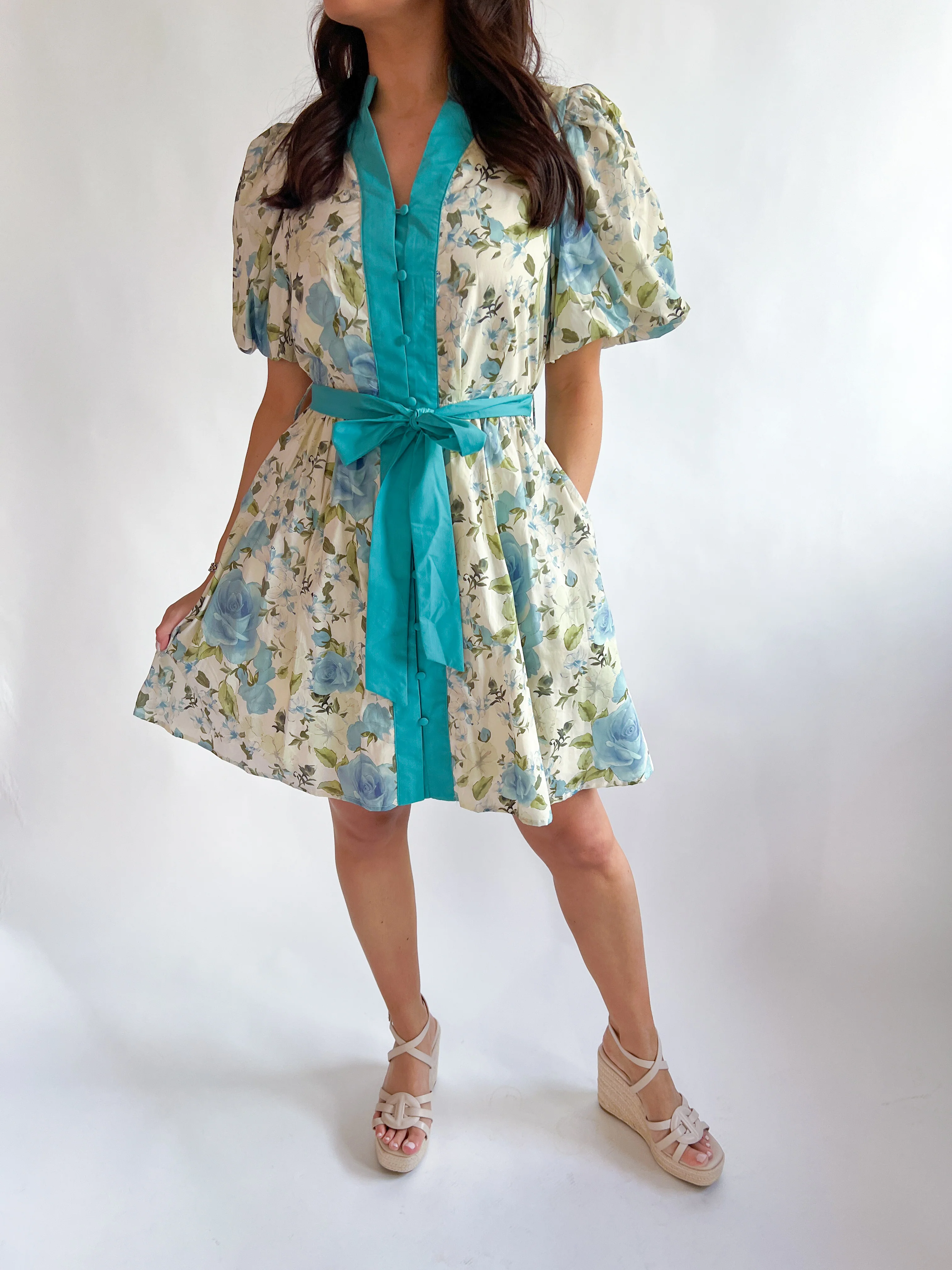 Floral Print Contrast Trim Dress - Image 2